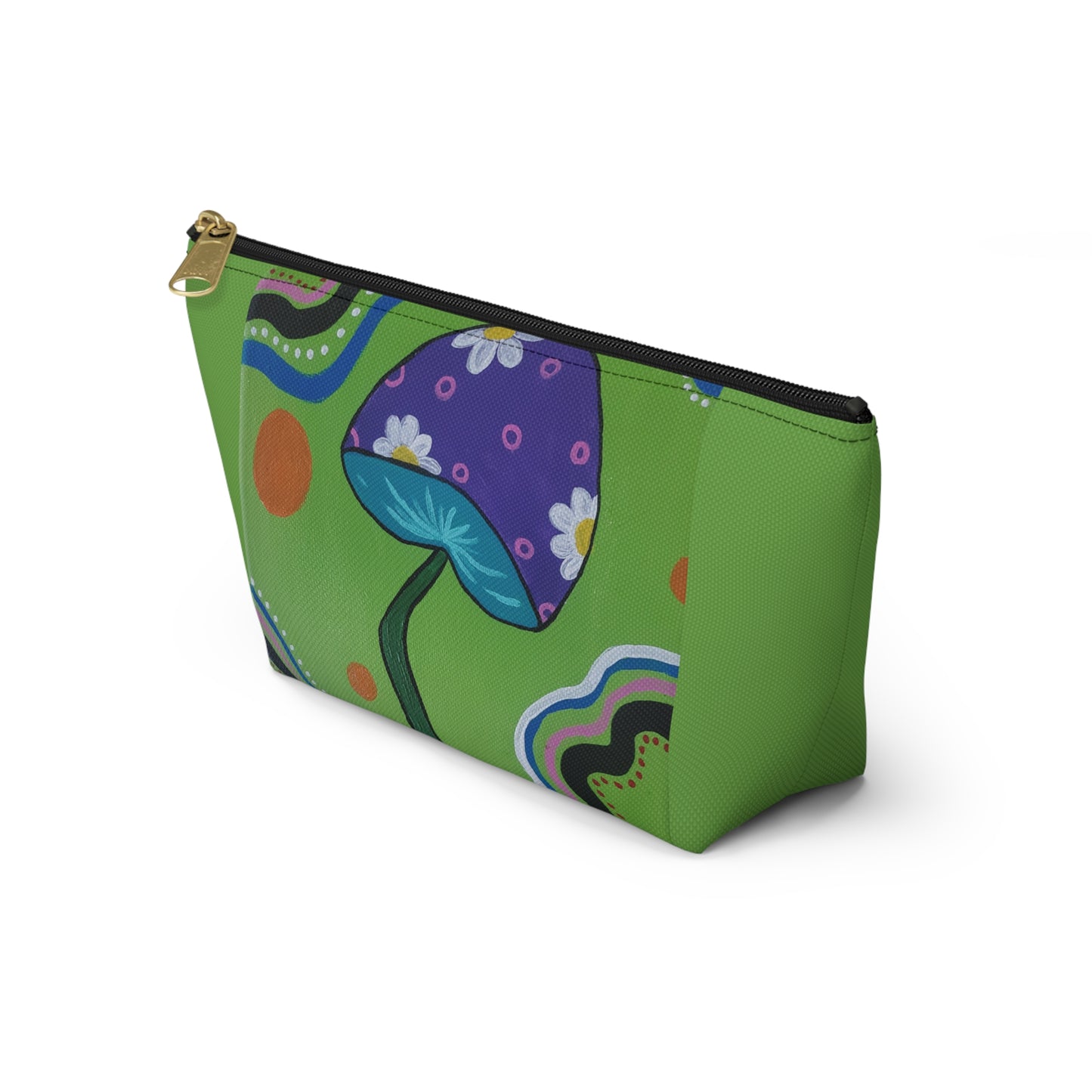Marguerite Mushroom Pouch w T-bottom (Peculiar Paintings Collection) GREEN