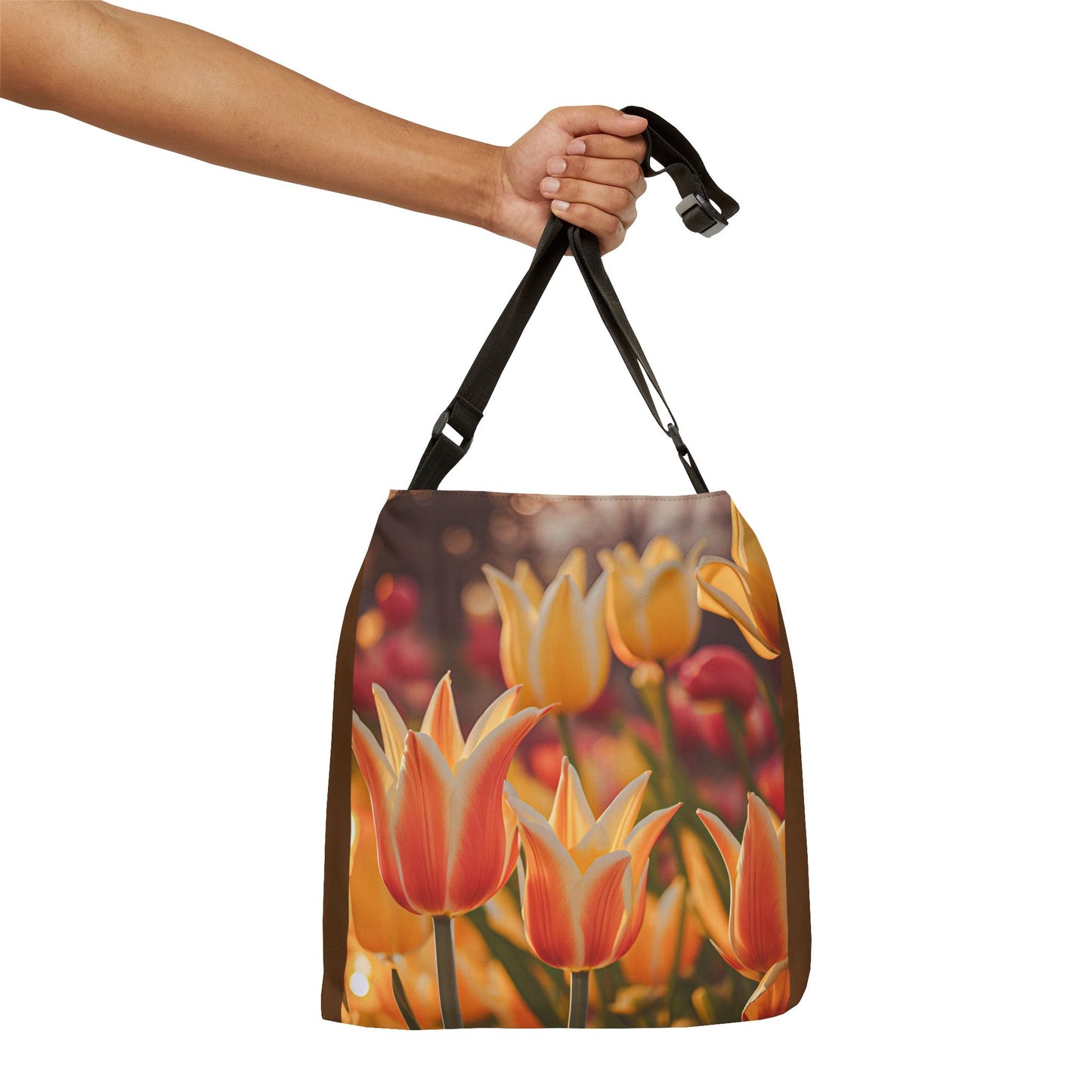 Mixed Orange Tulip Adjustable Tote Bag (SP Photography Collection) BROWN