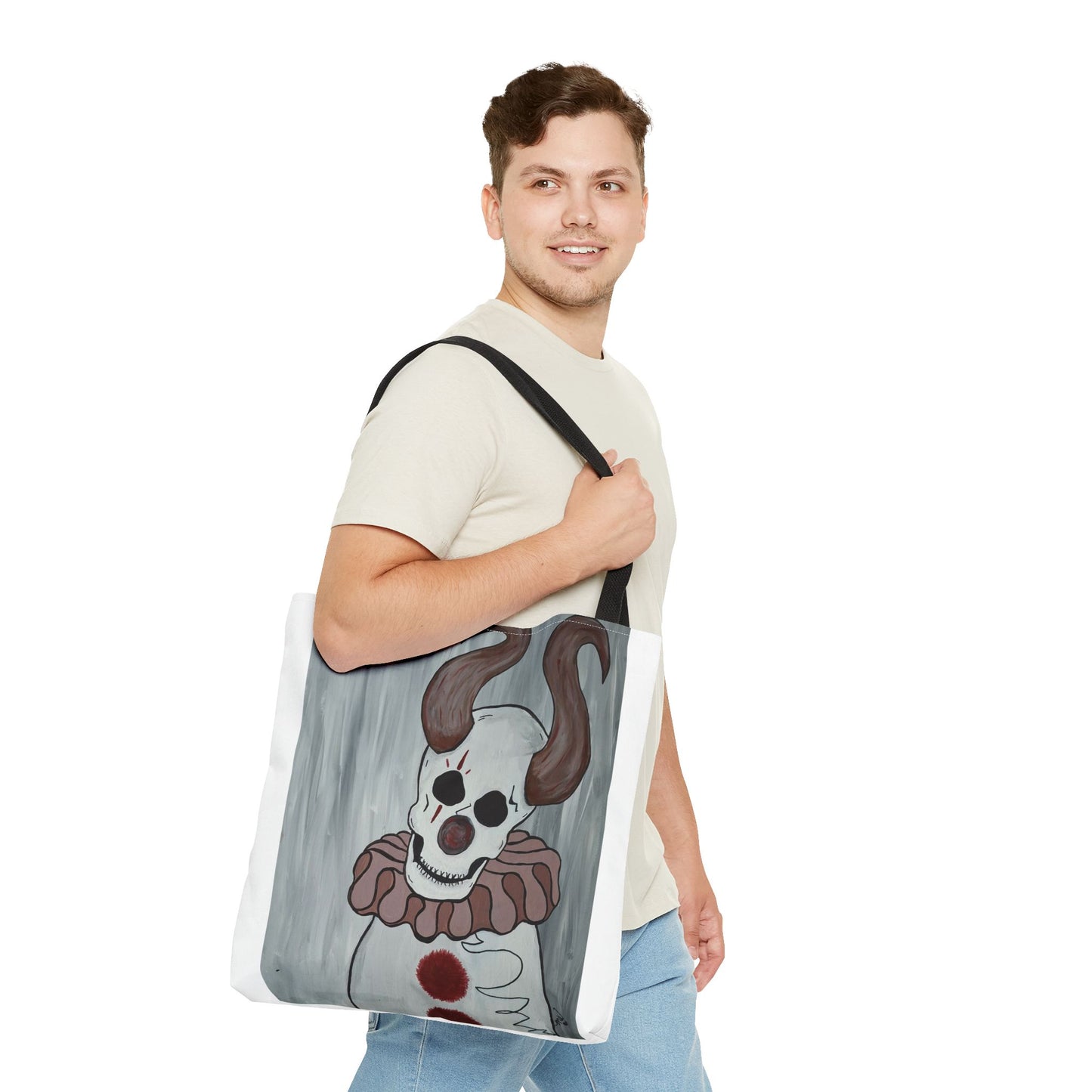 Toby The Clown Tote Bag (Peculiar Paintings Collection) WHITE
