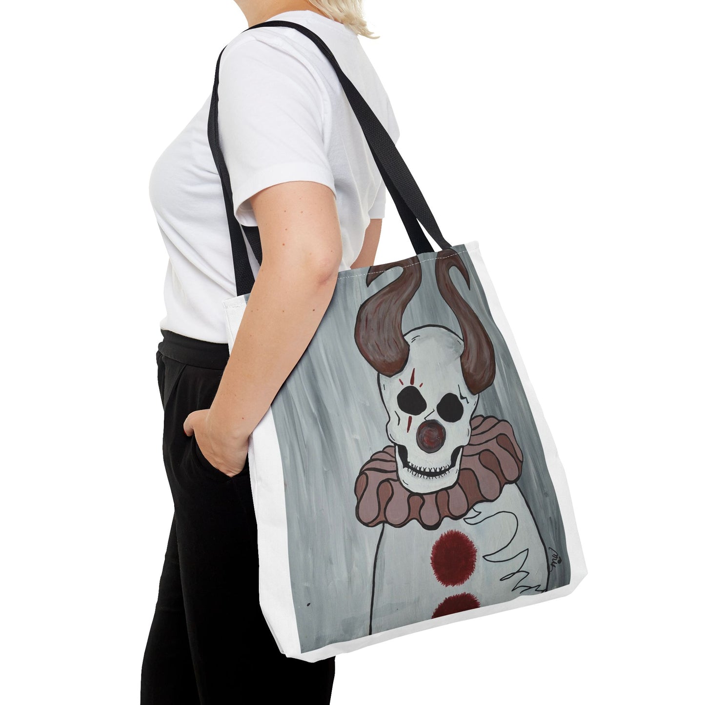 Toby The Clown Tote Bag (Peculiar Paintings Collection) WHITE