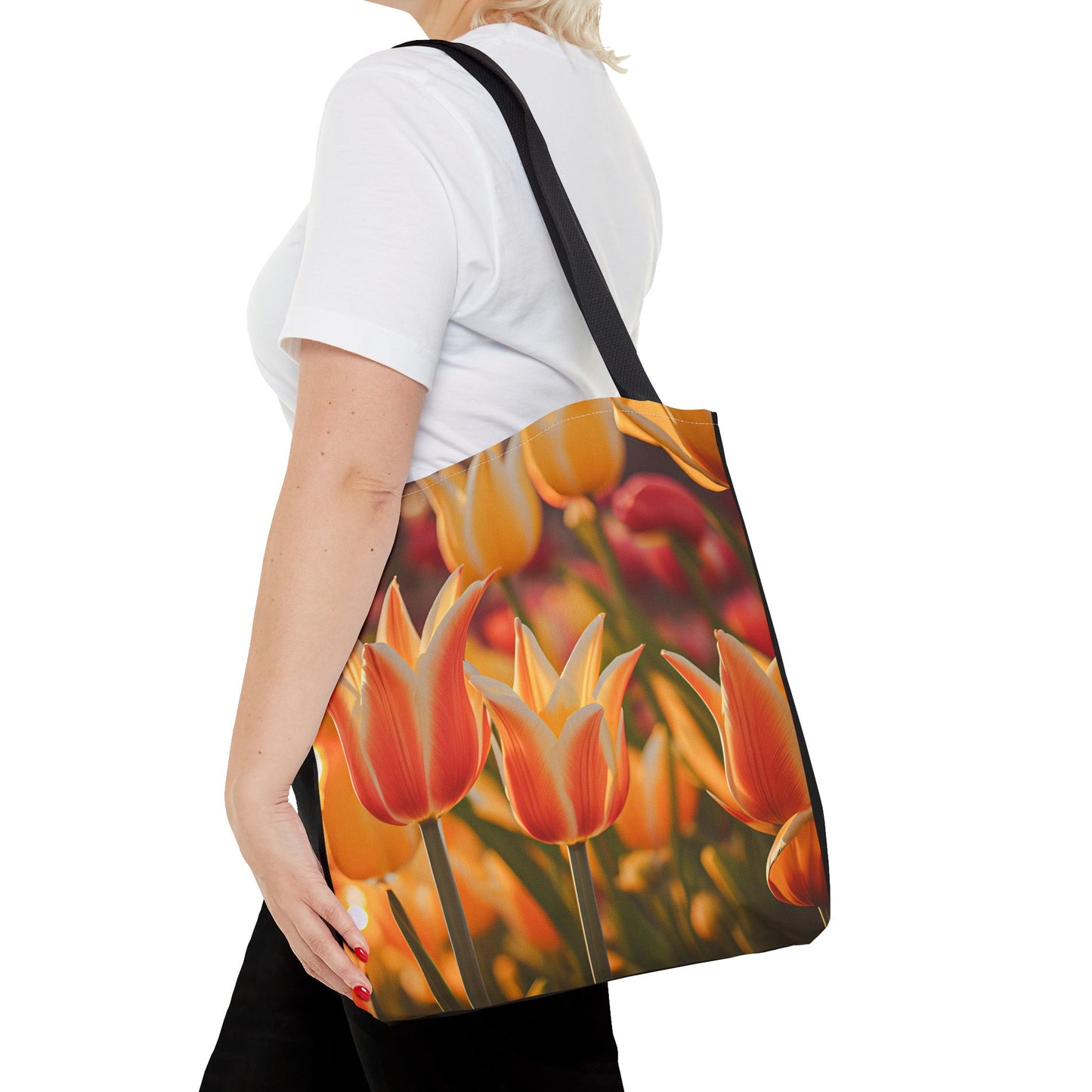 Mixed Orange Tulip Tote Bag (SP Photography Collection) BLACK