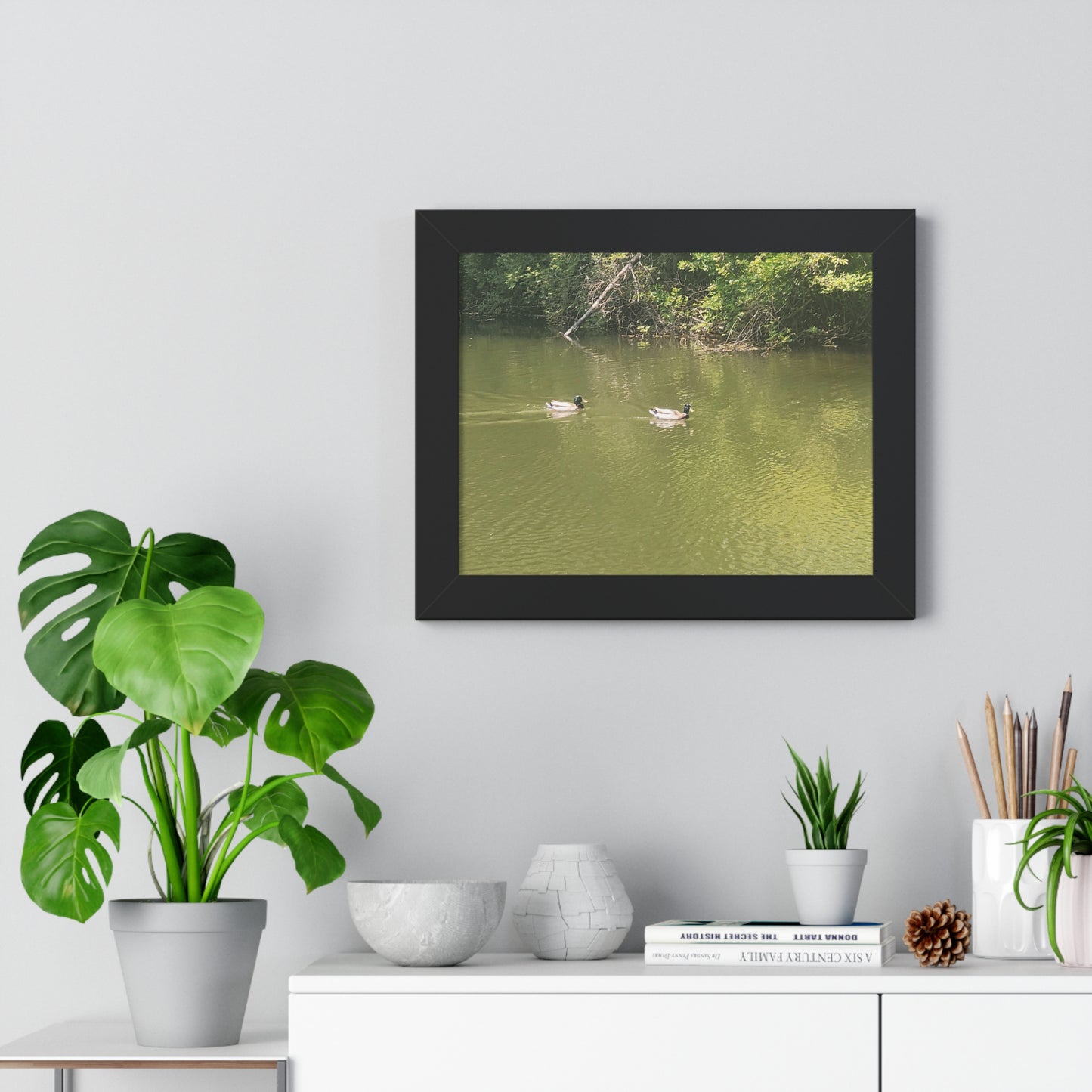 Swimming Ducks Framed Horizontal Poster (B & J Collections)