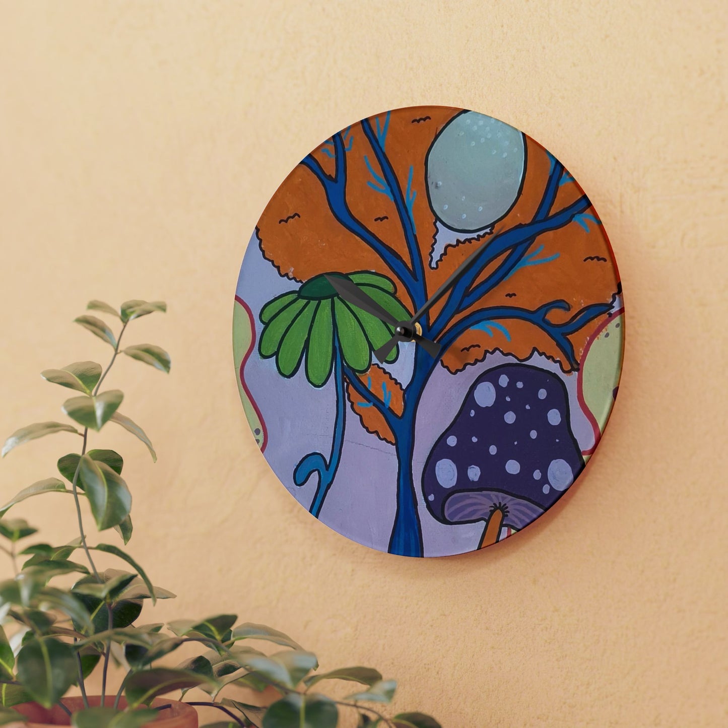 Mystic Mushroom Wall Clock (Peculiar Paintings Collection)