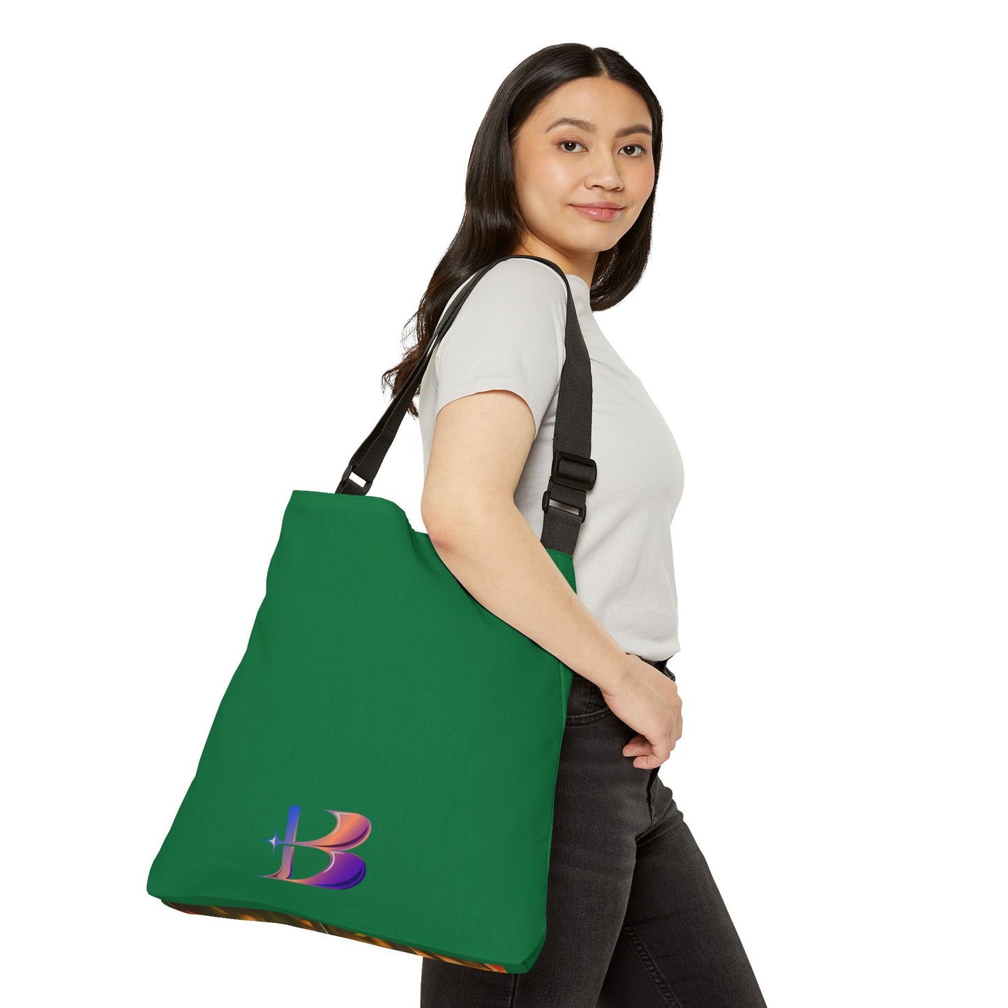 Mixed Orange Tulip Adjustable Tote Bag (SP Photography Collection) GREEN