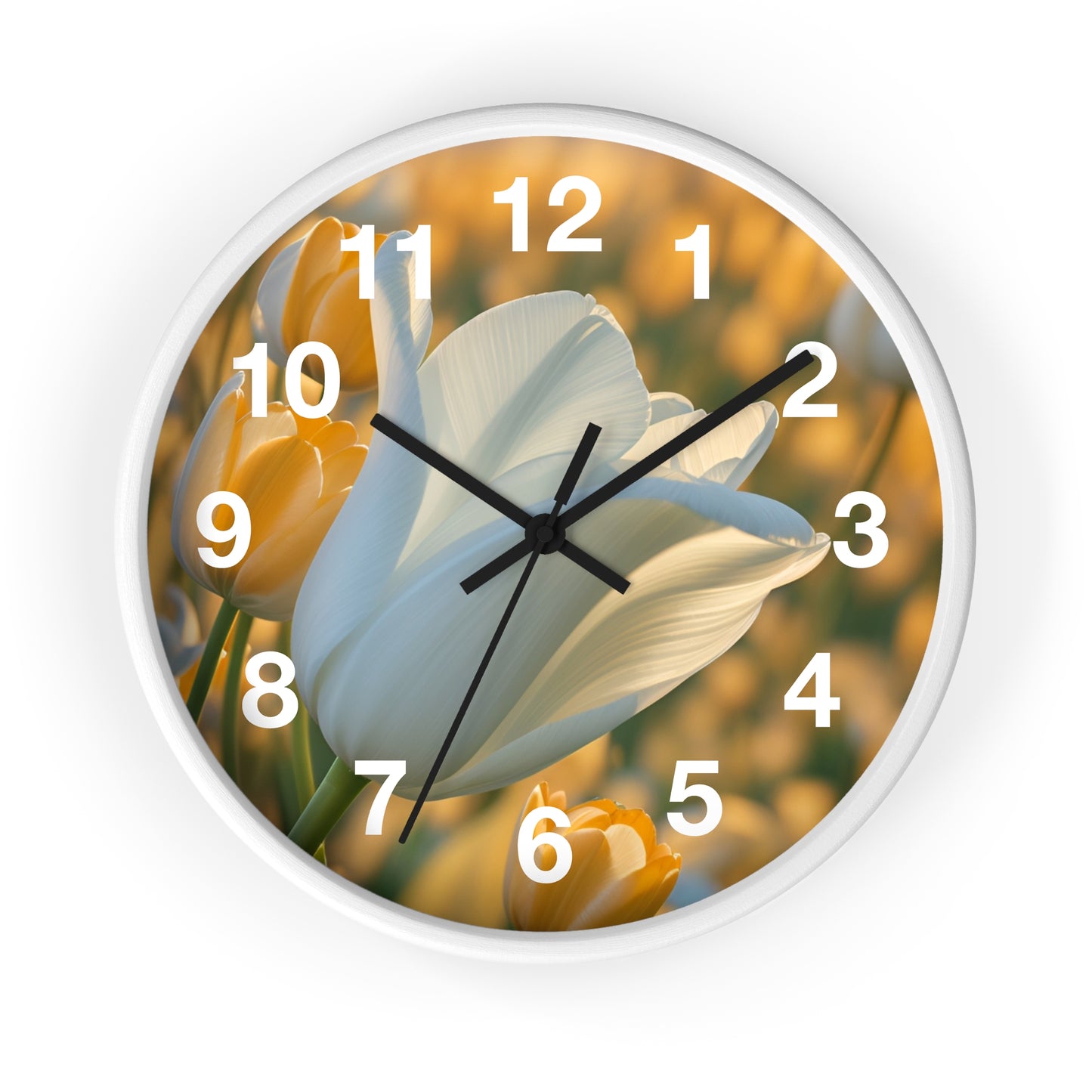White Flower Tulip Wall Clock (SP Photography Collection)