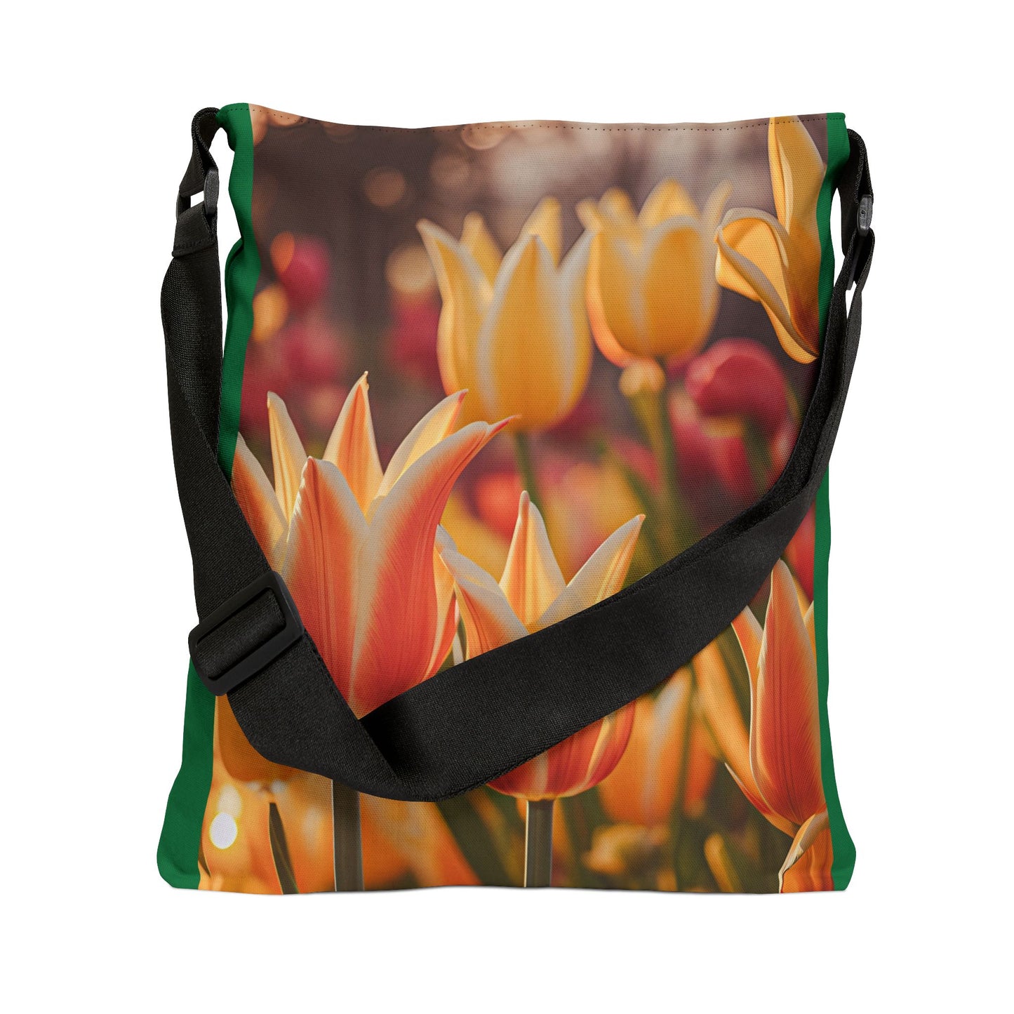Mixed Orange Tulip Adjustable Tote Bag (SP Photography Collection) GREEN
