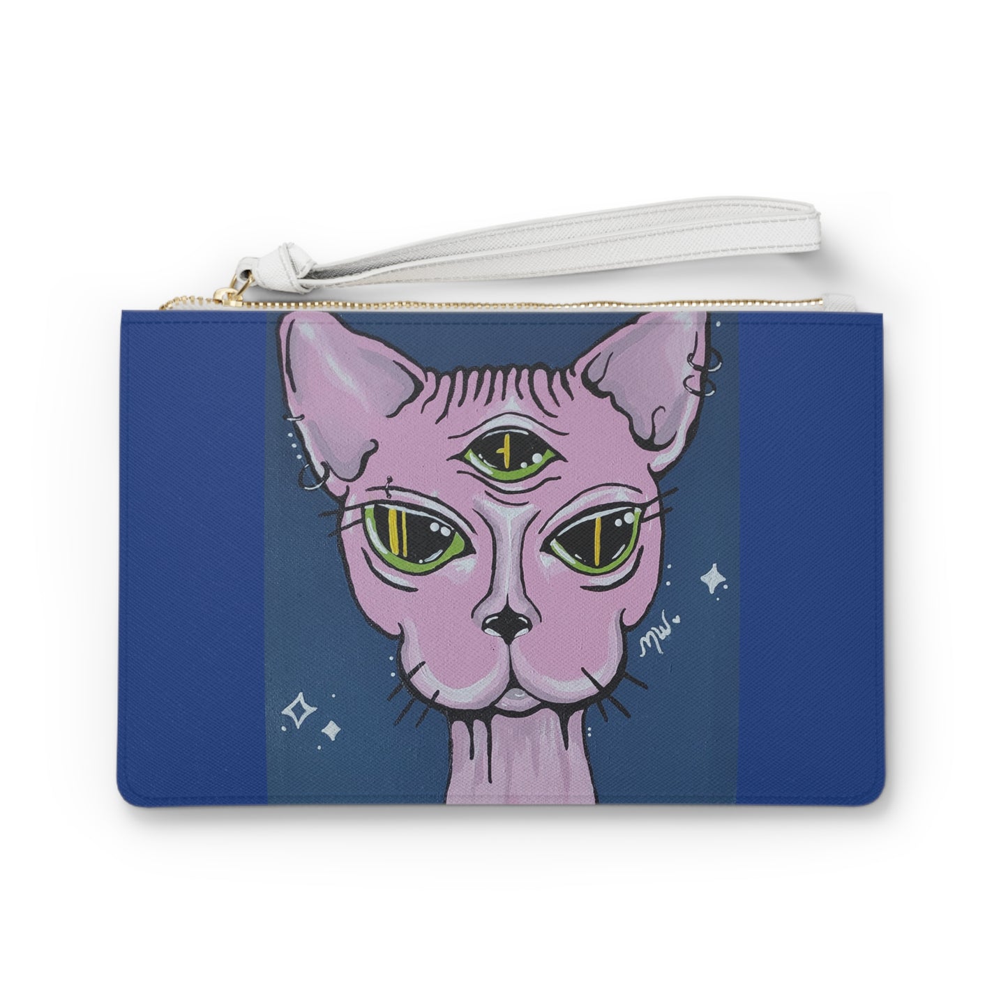 Madame Feline Large Clutch Bag (Peculiar Paintings Collection) NAVY