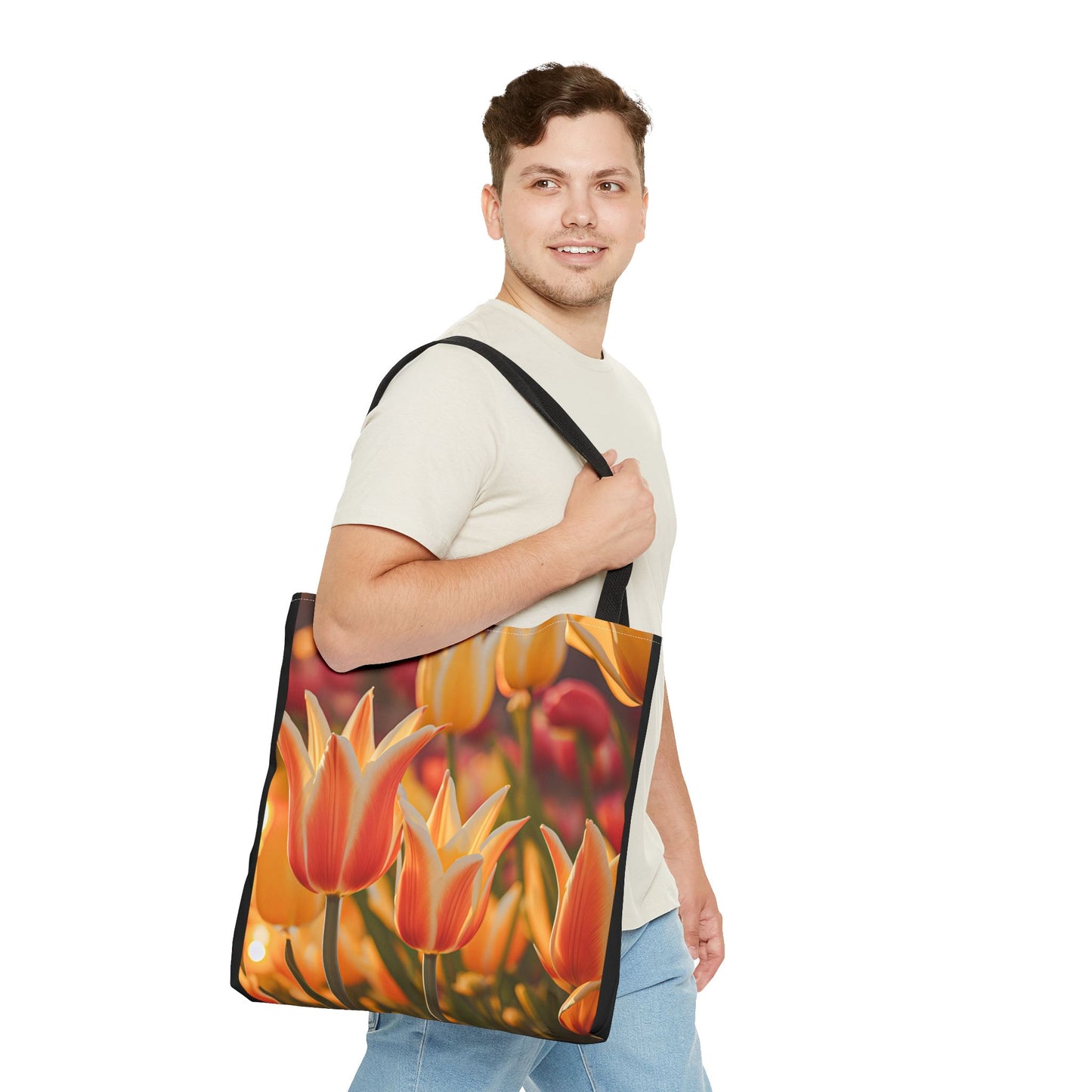 Mixed Orange Tulip Tote Bag (SP Photography Collection) BLACK