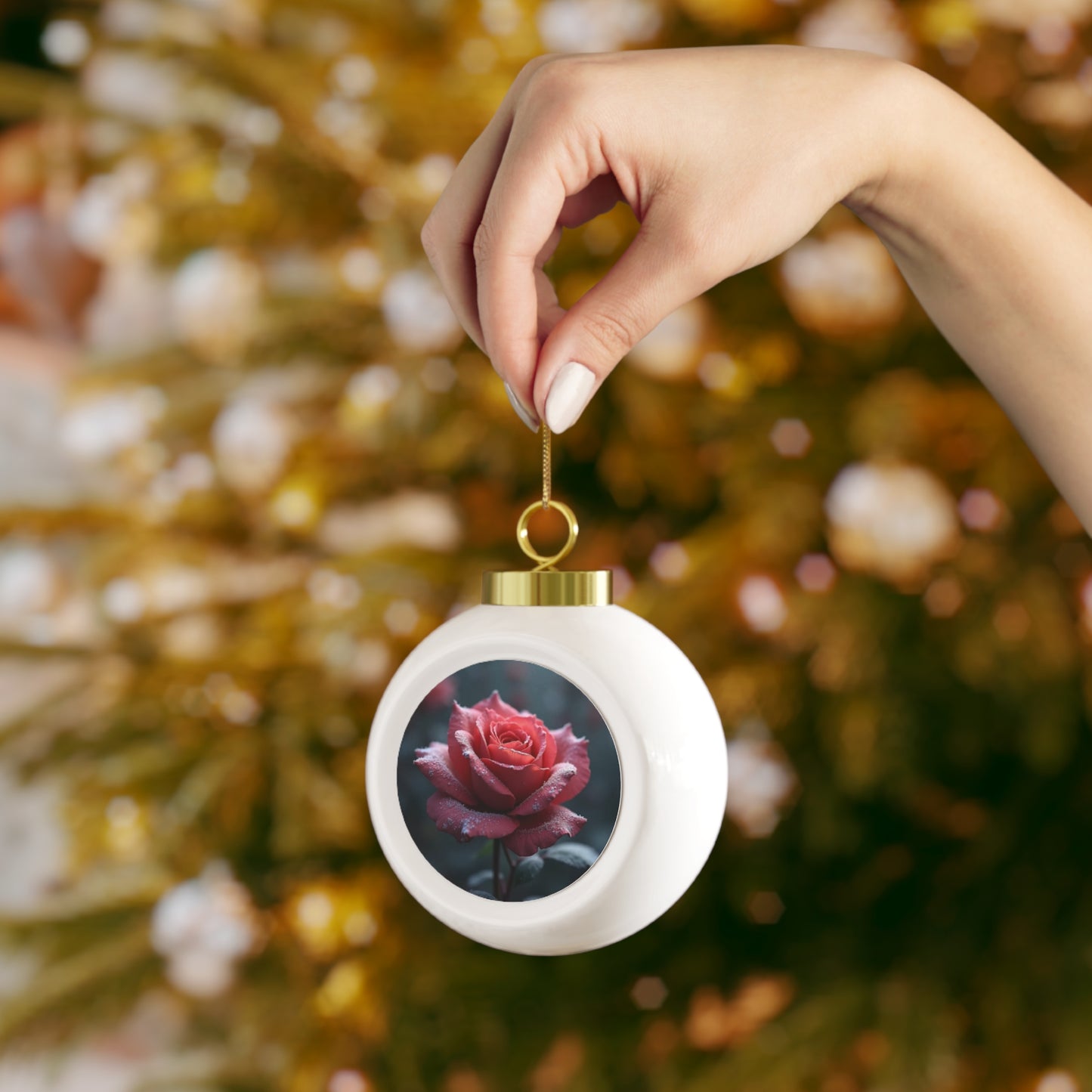 Frosted Rose Christmas Ornament (aiB & J Collections)