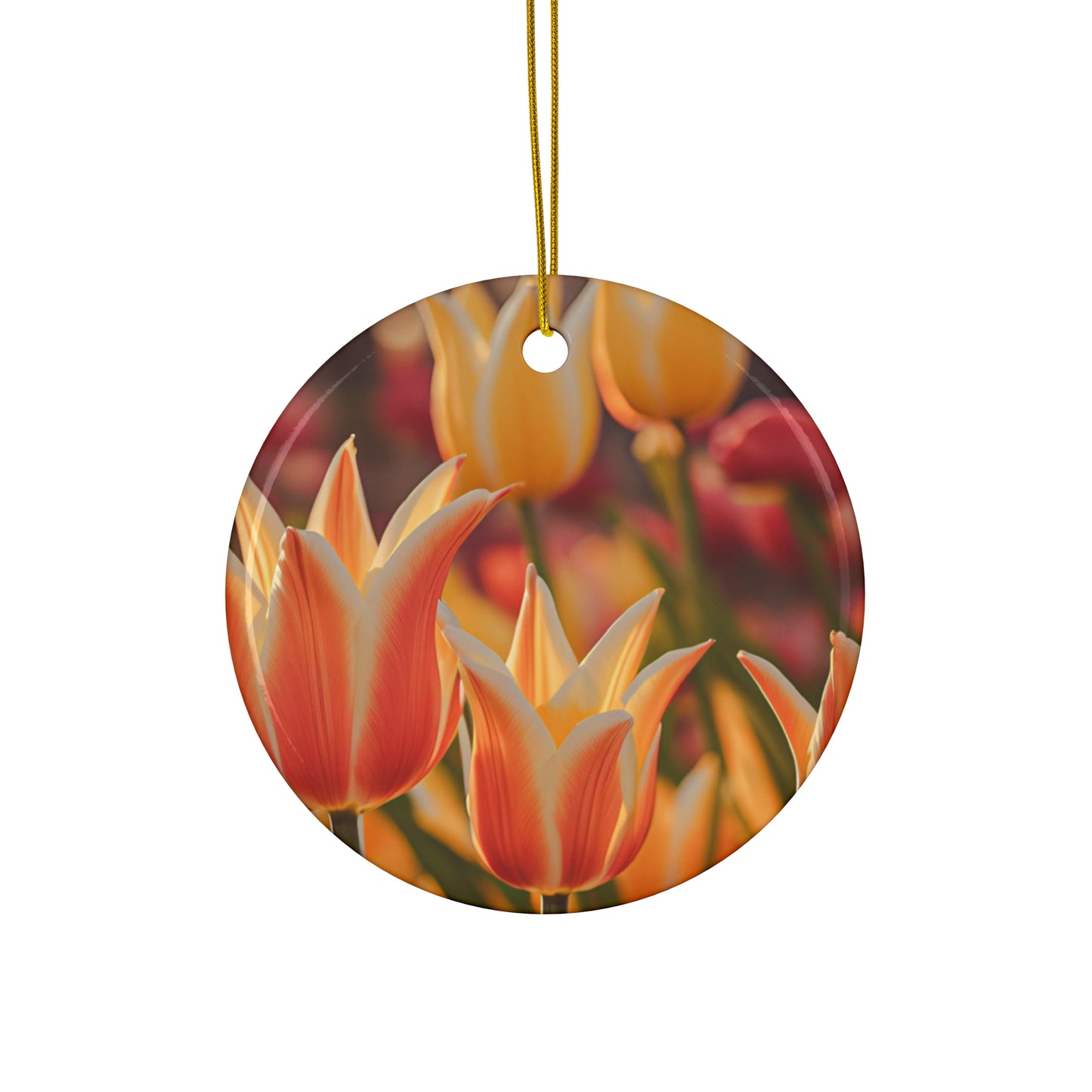 Orange Yellow Tulip Ceramic Ornament (SP Photography Collection)