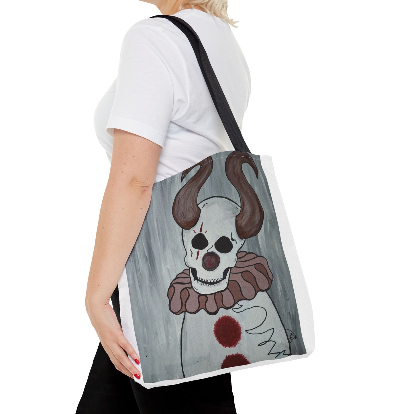 Toby The Clown Tote Bag (Peculiar Paintings Collection) WHITE