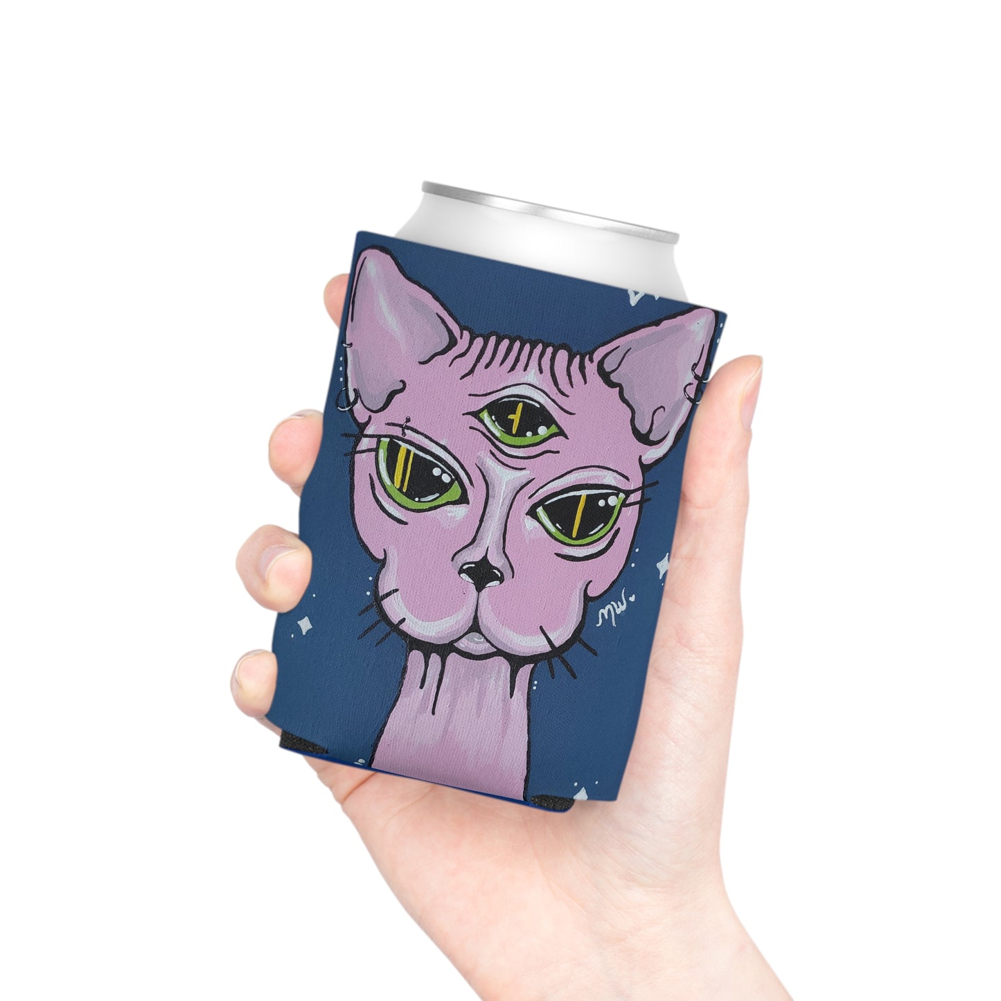 Madame Feline Can Regular Cooler Sleeve (Peculiar Paintings Collection) NAVY
