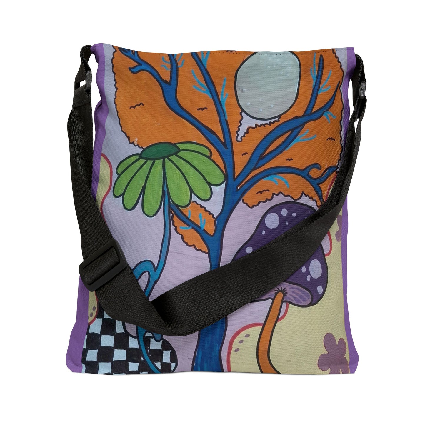Mystical Mushroom Adjustable Tote Bag (Peculiar Paintings Collection) PURPLE