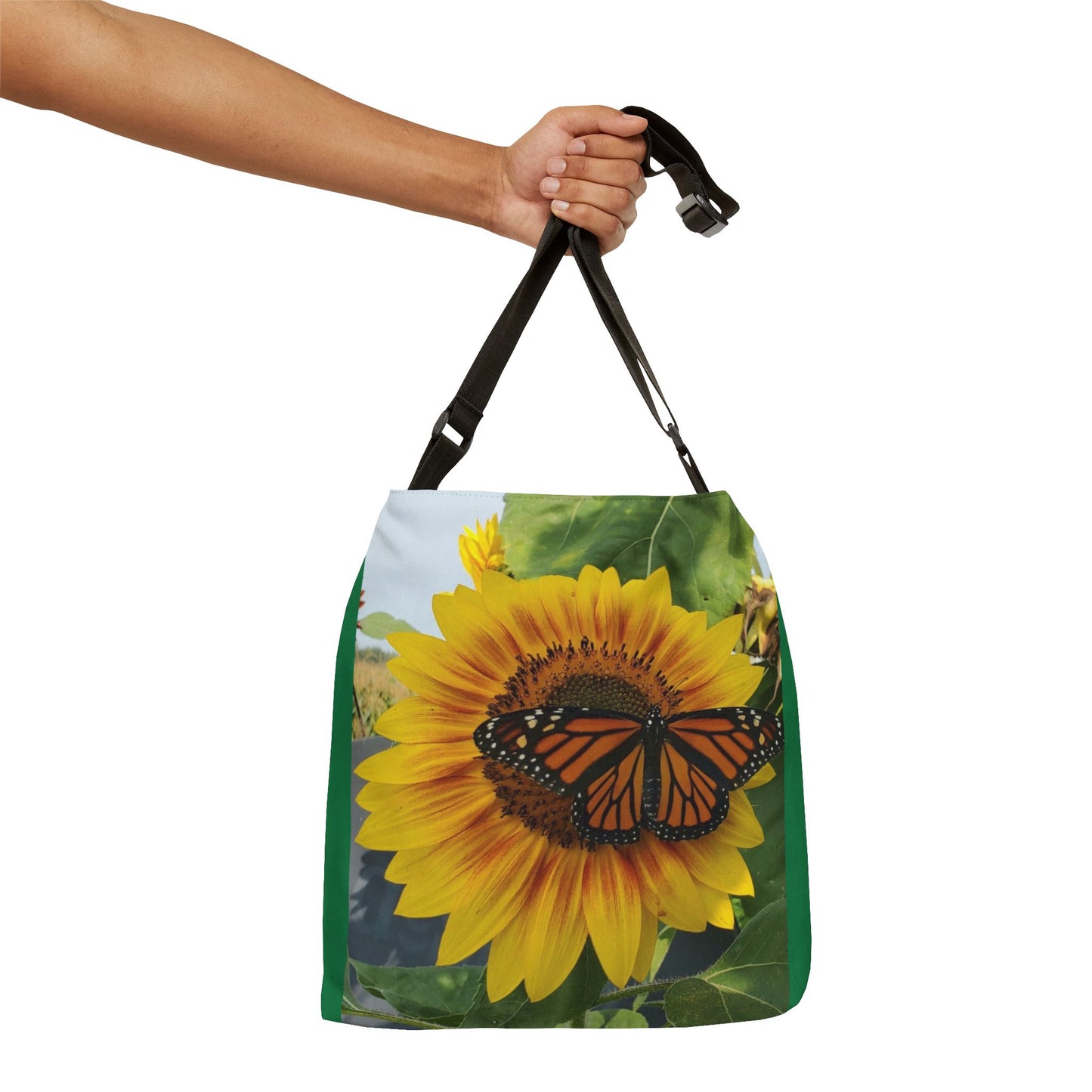 Happy Sunflower Adjustable Tote Bag (Enchanted Exposures By Tammy Lyne) GREEN