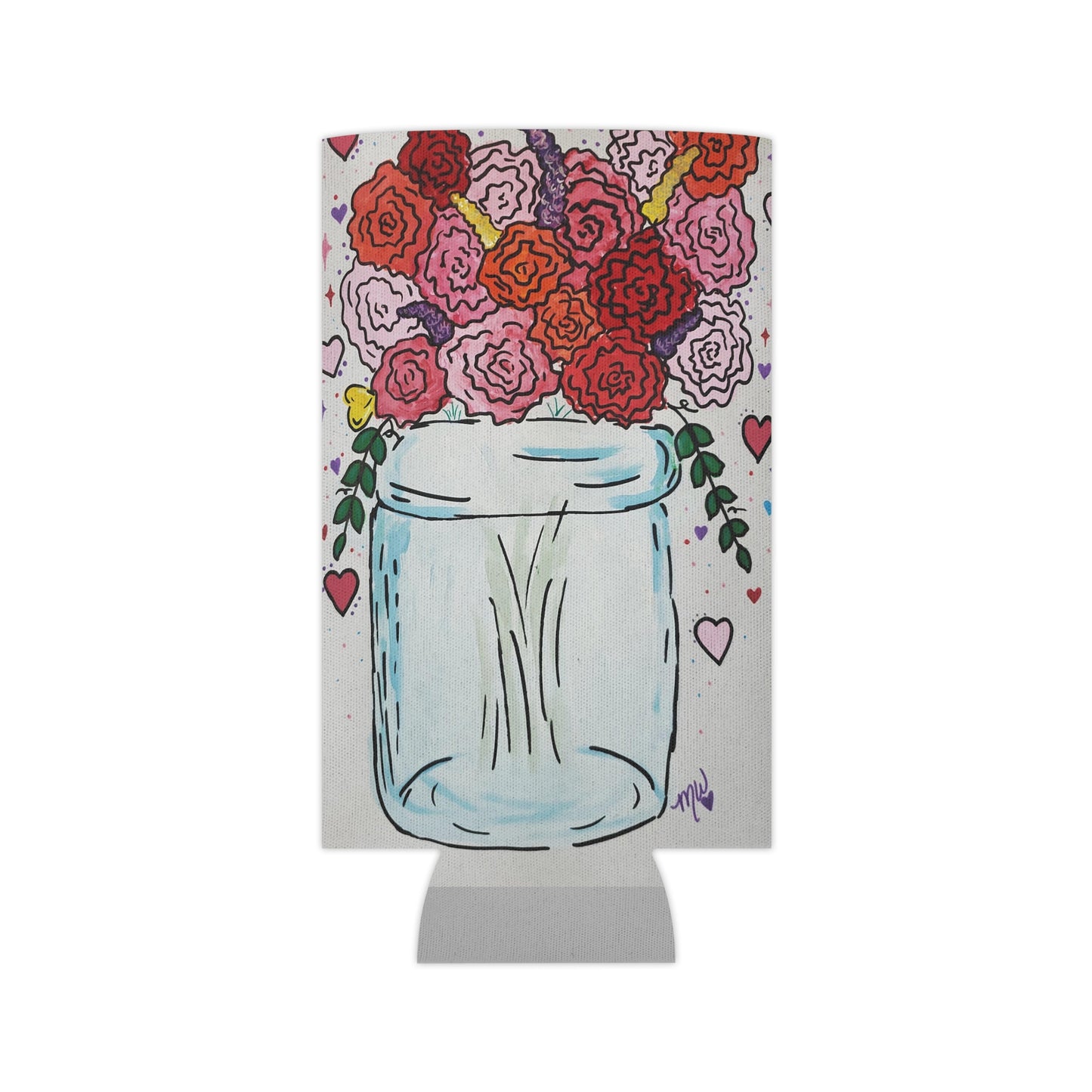 Valentines Day Slim Can Cooler Sleeve (Specialties Collection) GRAY