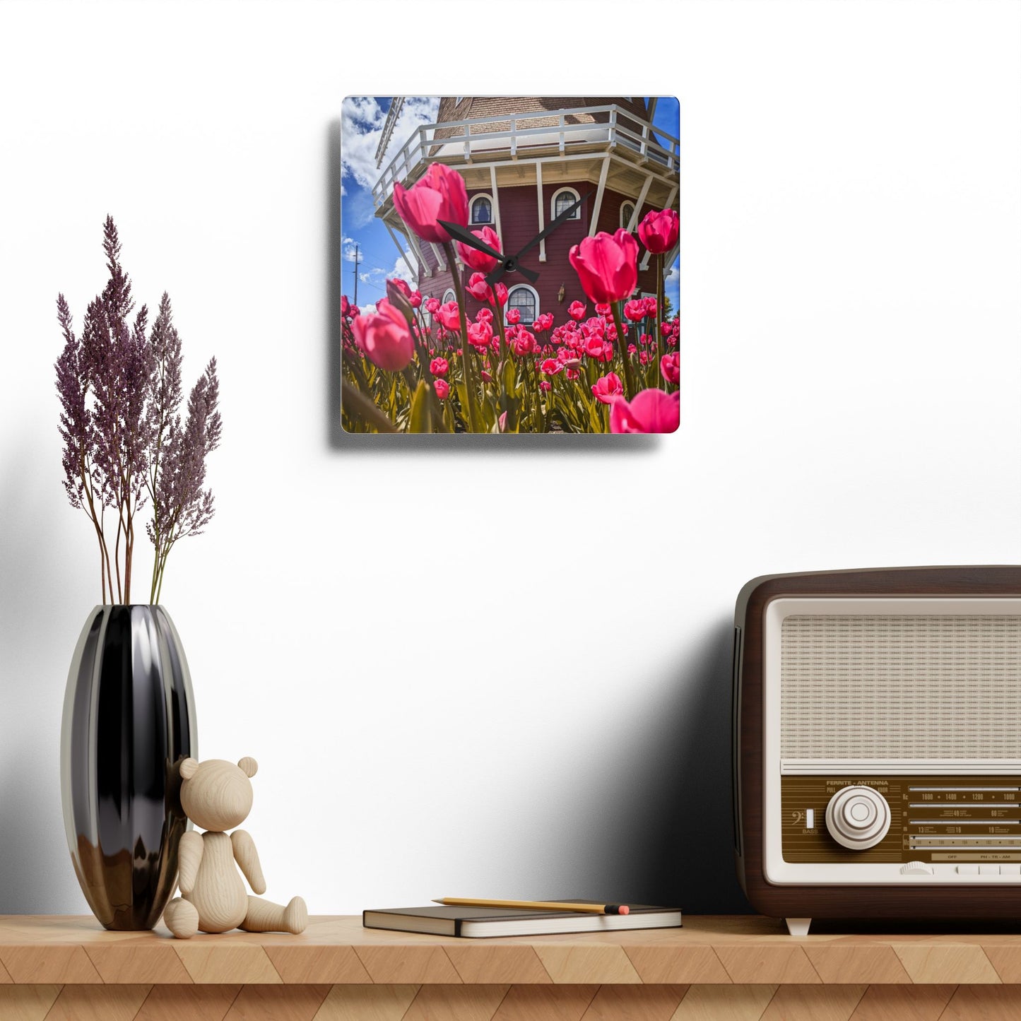 Windmill Pink Tulip Wall Clock (SP Photography Collection)
