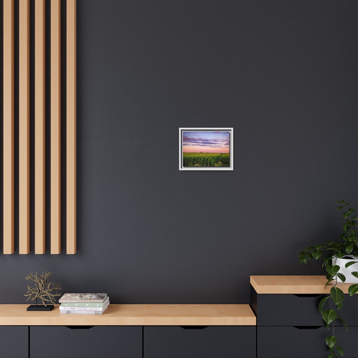 Corn Field Sunset Matte Canvas, Framed (Multi-color) (SP Photography Collection)