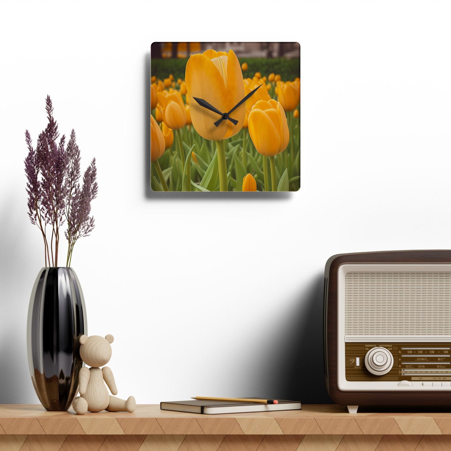Yellow Tulip Acrylic Wall Clock (SP Photography Collection)
