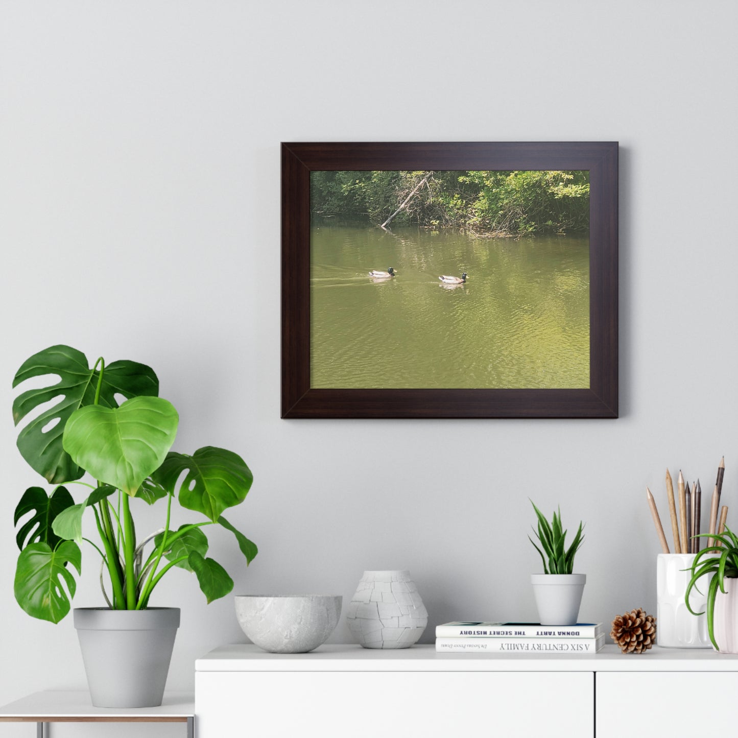 Swimming Ducks Framed Horizontal Poster (B & J Collections)