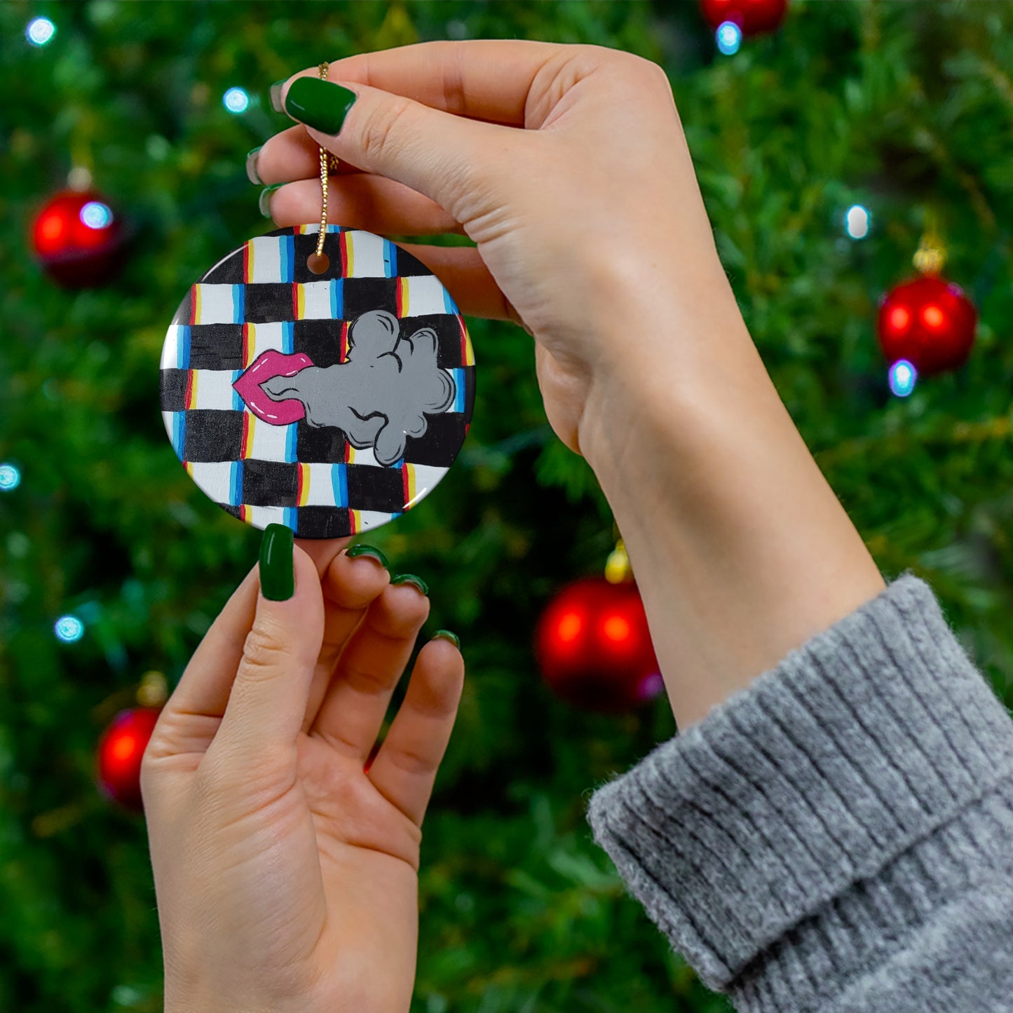 Smoke and Mirrors Ceramic Ornament (Peculiar Paintings Collection)