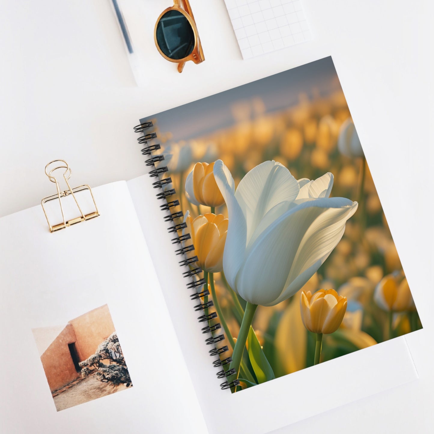 White Flower Tulip Spiral Notebook( SP Photography Collection)