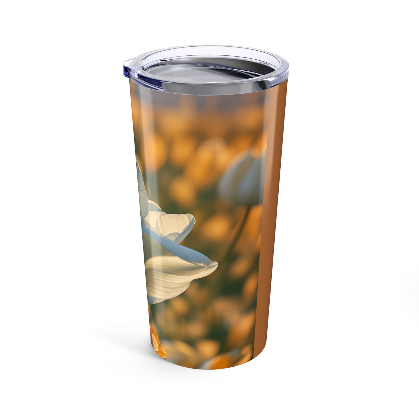 White Flower Tulip Tumbler 20oz (SP Photography Collection) BROWN