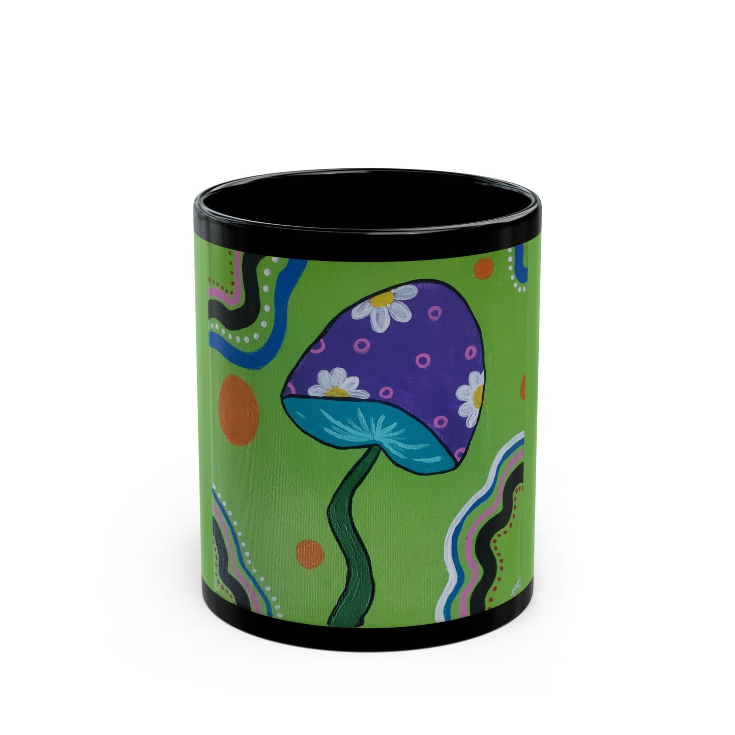 Marguerite Mushroom 11oz Black Mug (Peculiar Paintings Collection)