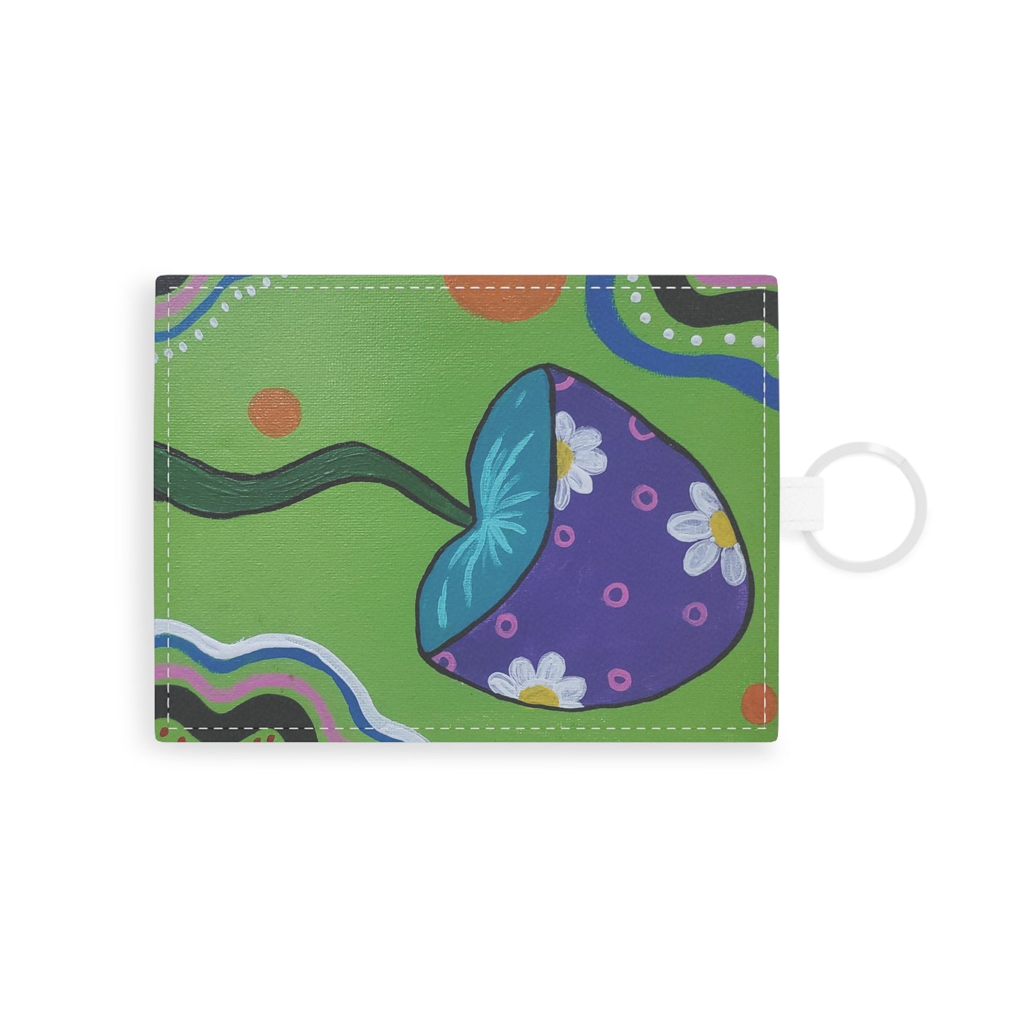 Marguerite Mushroom Saffiano Leather Card Holder (Peculiar Paintings Collection)