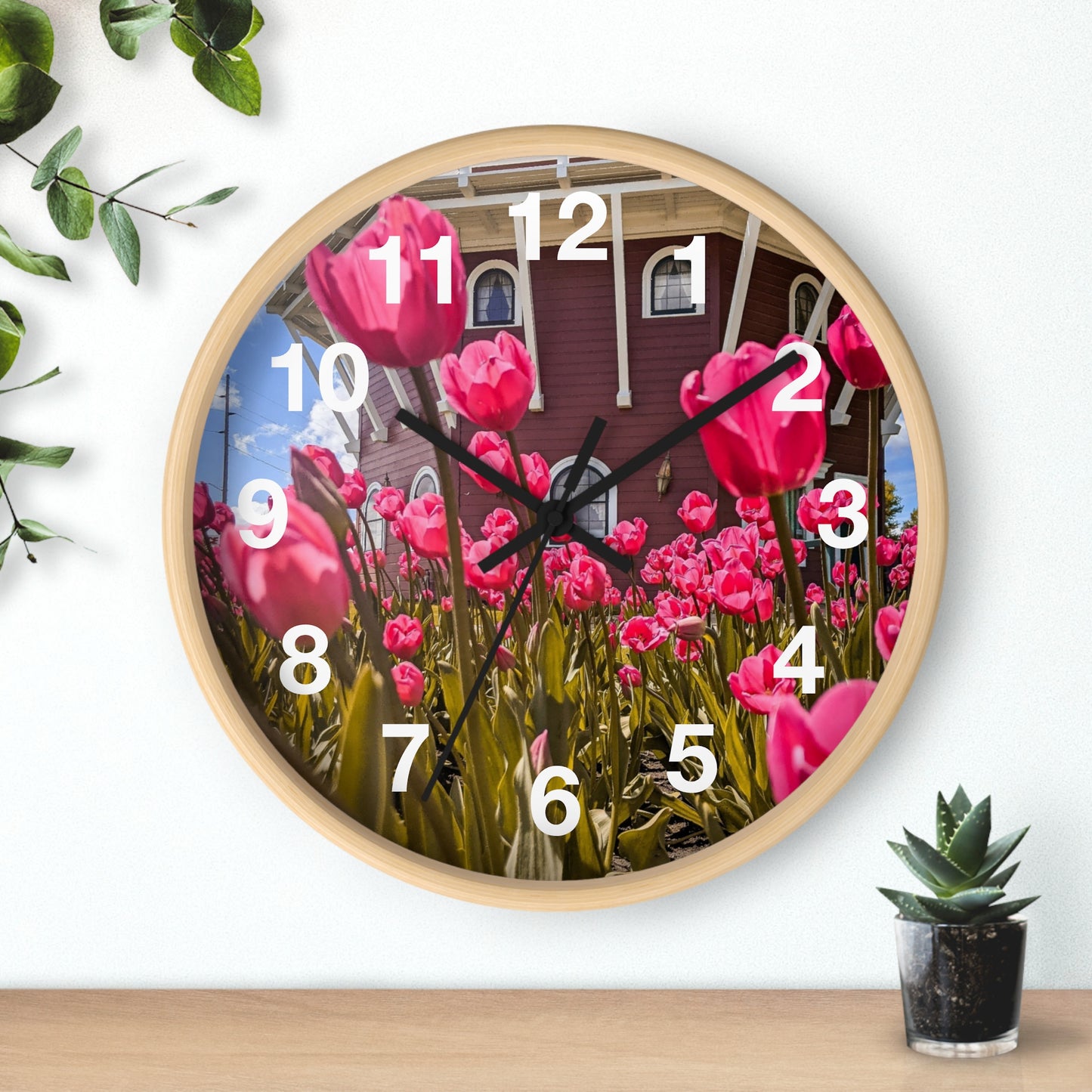 windmill Pink Tulips wall Clock (SP Photography Collection)
