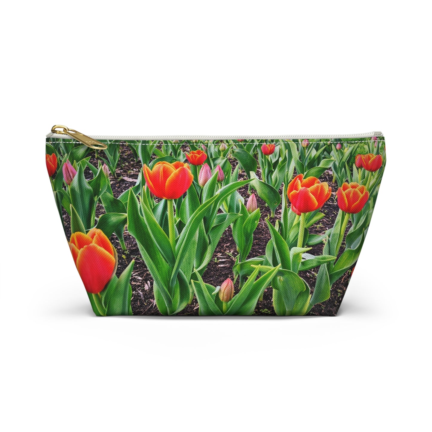 Red Tulips Accessory Pouch w T-bottom (SP Photography Collection) GREEN