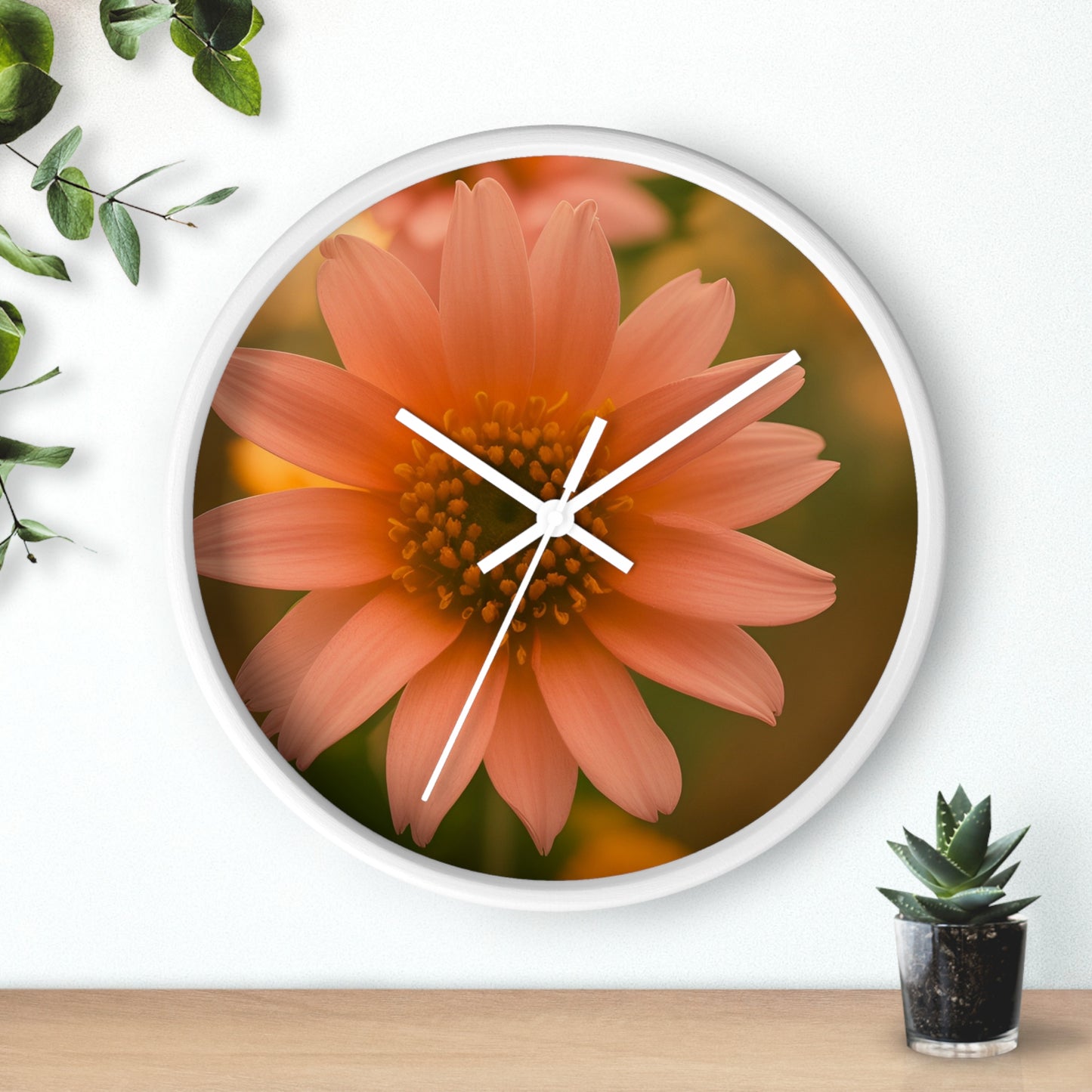 Peach Daisy Wall Clock (SP Photography Collection)