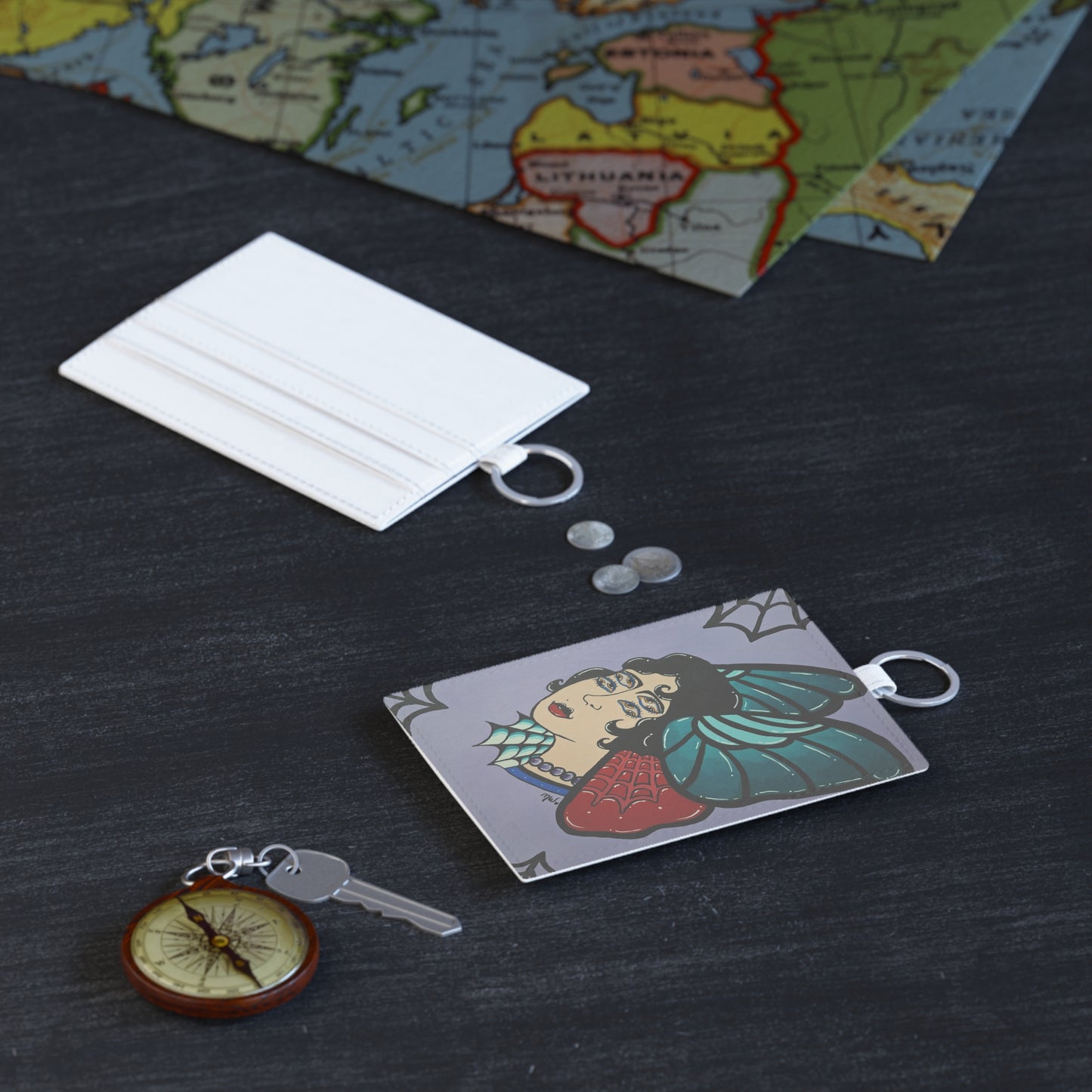 Lady Flutter Leather Card Holder (Peculiar Paintings Collection)