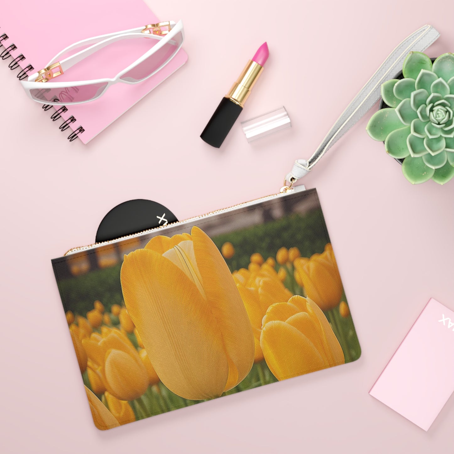 Yellow Tulip Large Clutch Bag (SP Photography Collection) BLACK