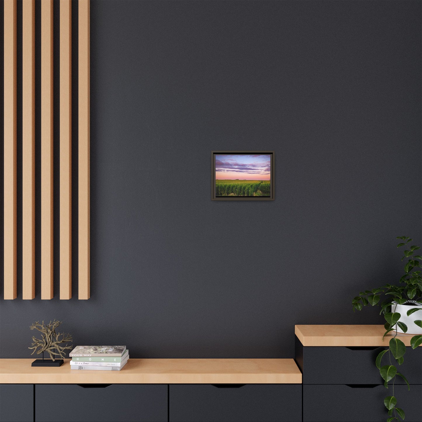 Corn Field Sunset Matte Canvas, Framed (Multi-color) (SP Photography Collection)