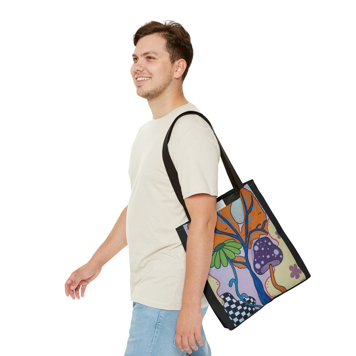 Mystical Mushroom Tote Bag (Peculiar Paintings Collection) BLACK