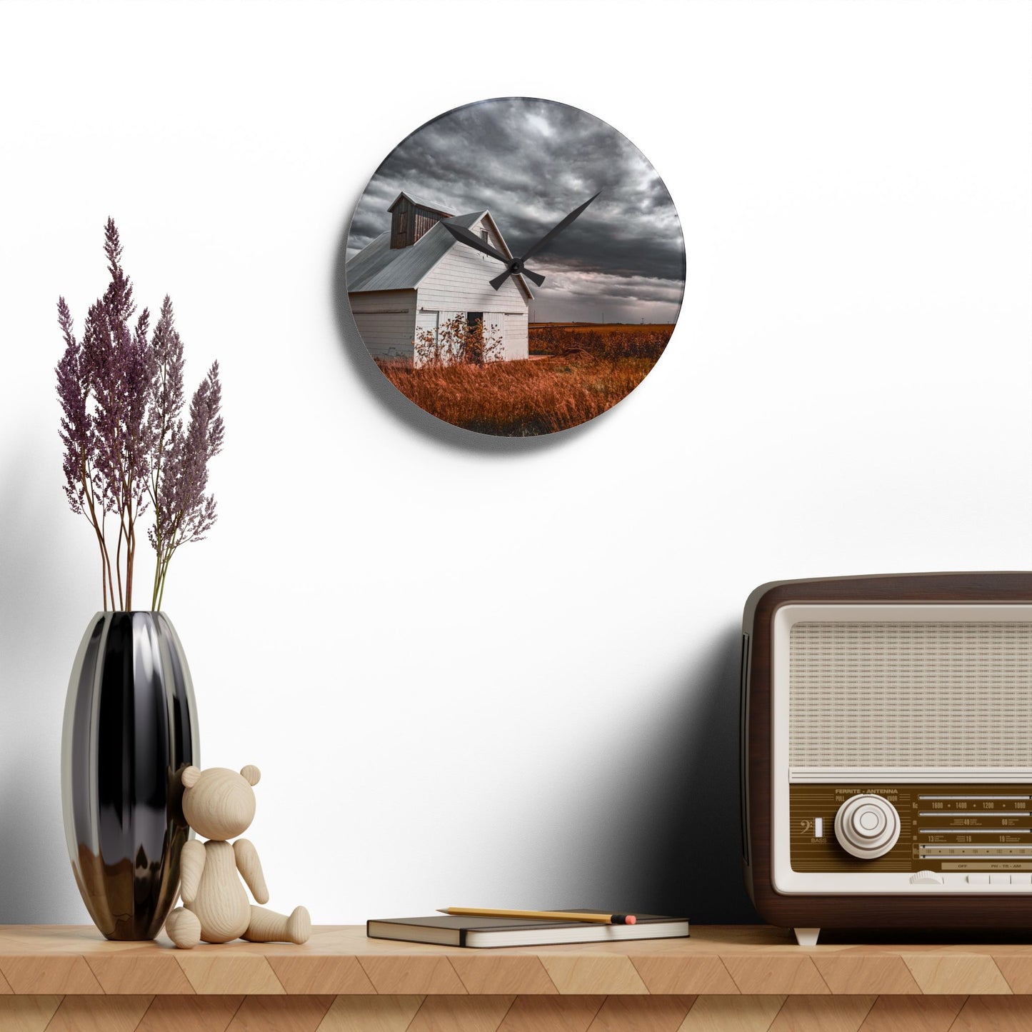 Field Barn Acrylic Wall Clock (SP Photography Collection)