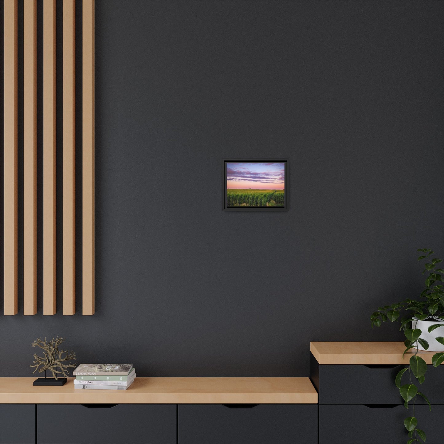 Corn Field Sunset Matte Canvas, Framed (Multi-color) (SP Photography Collection)
