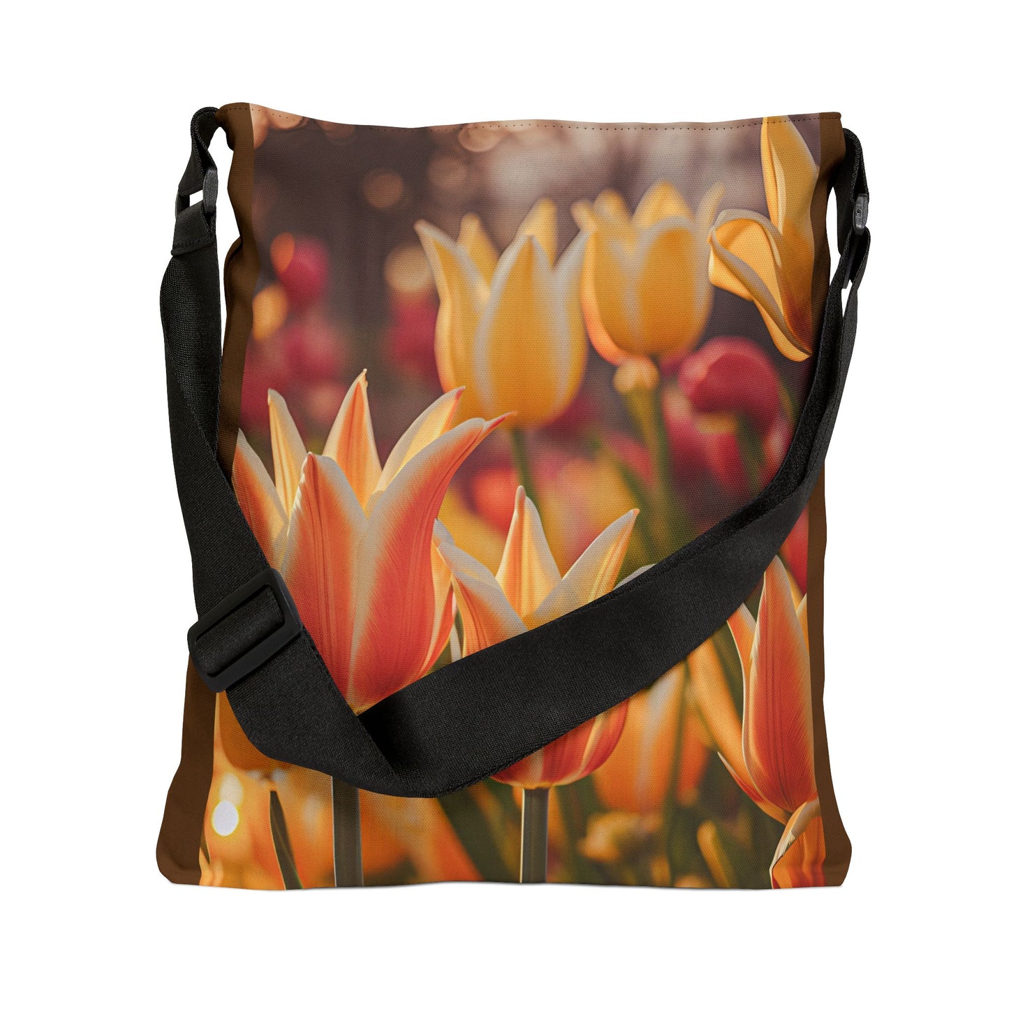 Mixed Orange Tulip Adjustable Tote Bag (SP Photography Collection) BROWN