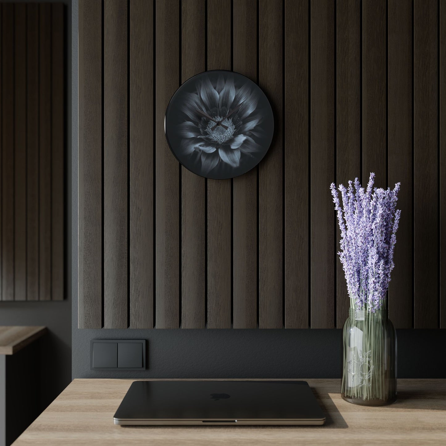 Midnight Bloom Acrylic Wall Clock (SP Photography Collection)