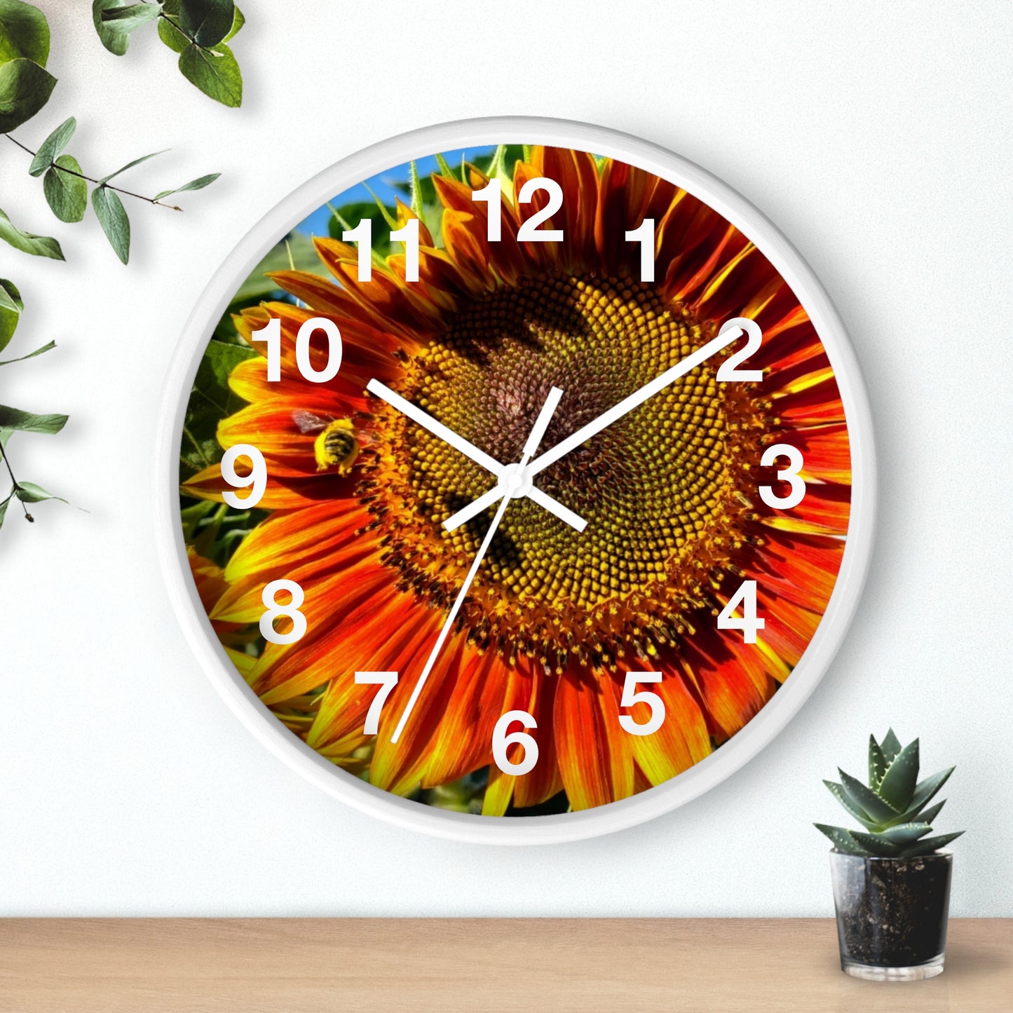 Bumble Bee Sunflower Wall Clock (Enchanted Exposures By Tammy Lyne)