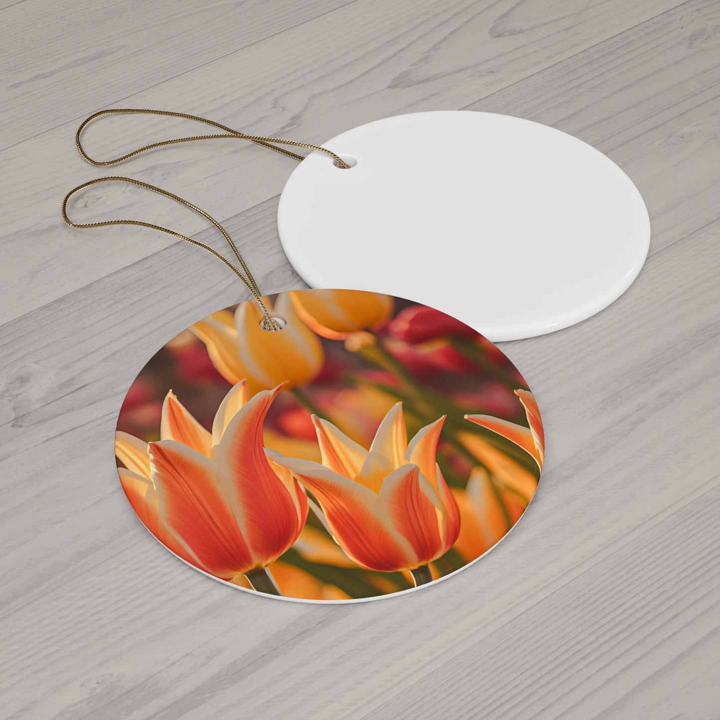 Orange Yellow Tulip Ceramic Ornament (SP Photography Collection)