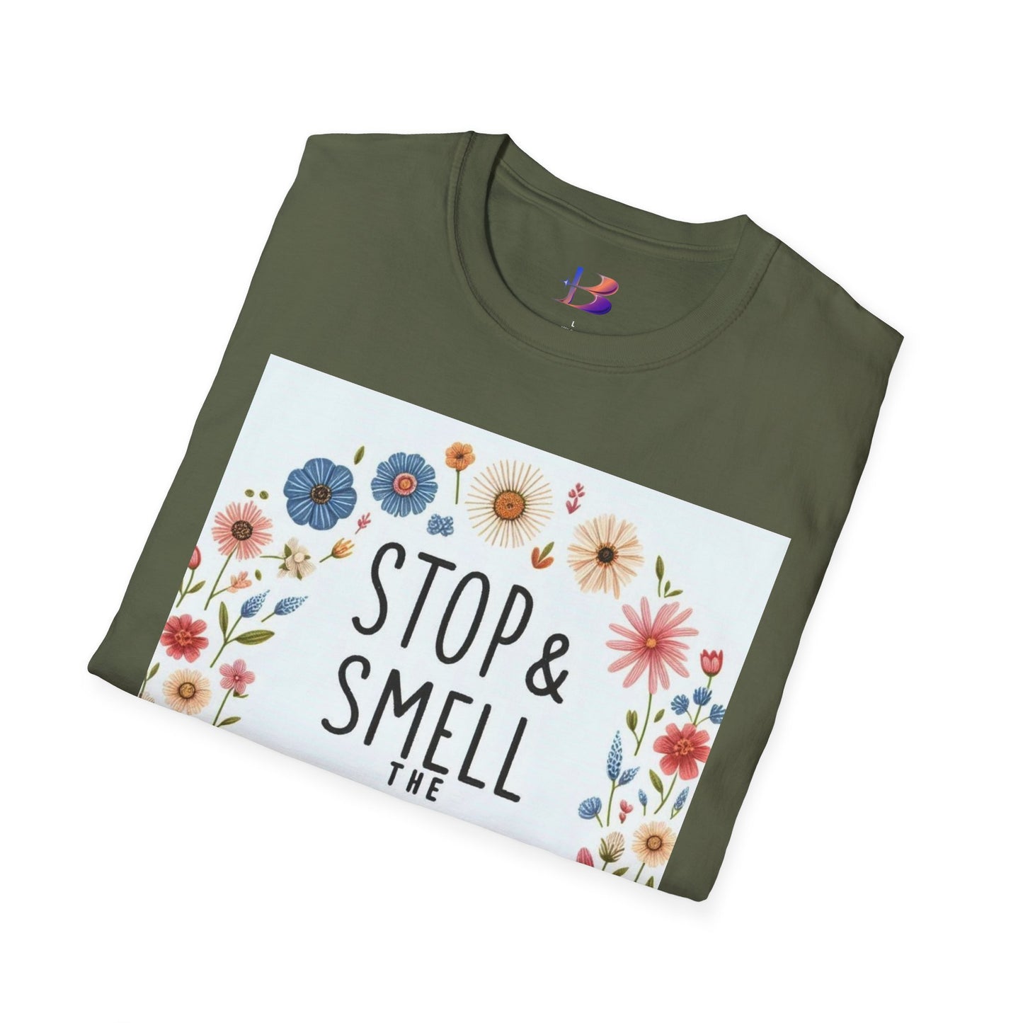 Smell The Flowers Unisex Softstyle T-Shirt (aiB & J Collections) (MULTIPLE COLORS)
