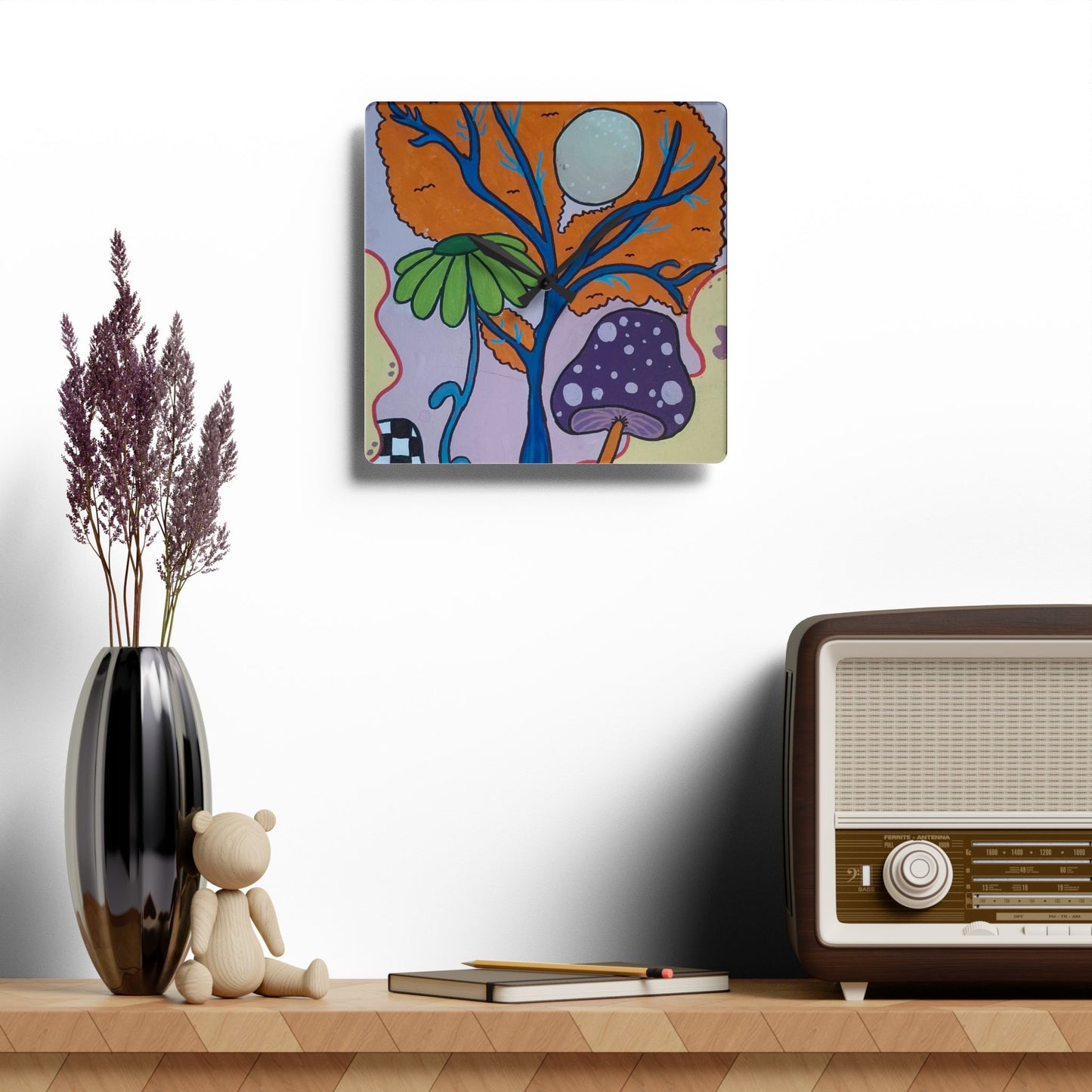 Mystic Mushroom Wall Clock (Peculiar Paintings Collection)