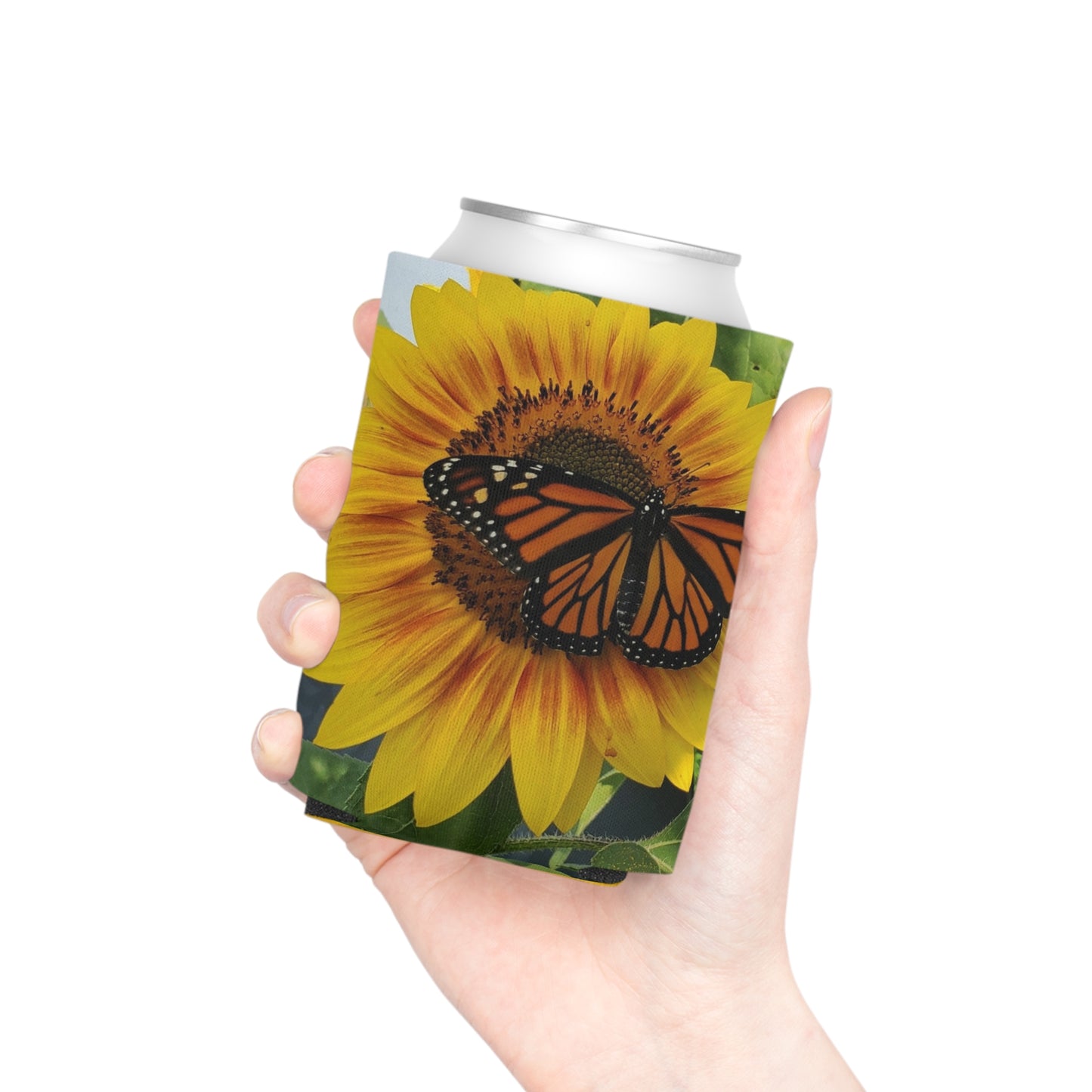 Happy Sunflower Can Regular Cooler Sleeve (Enchanted Exposures By Tammy Lyne) YELLOW