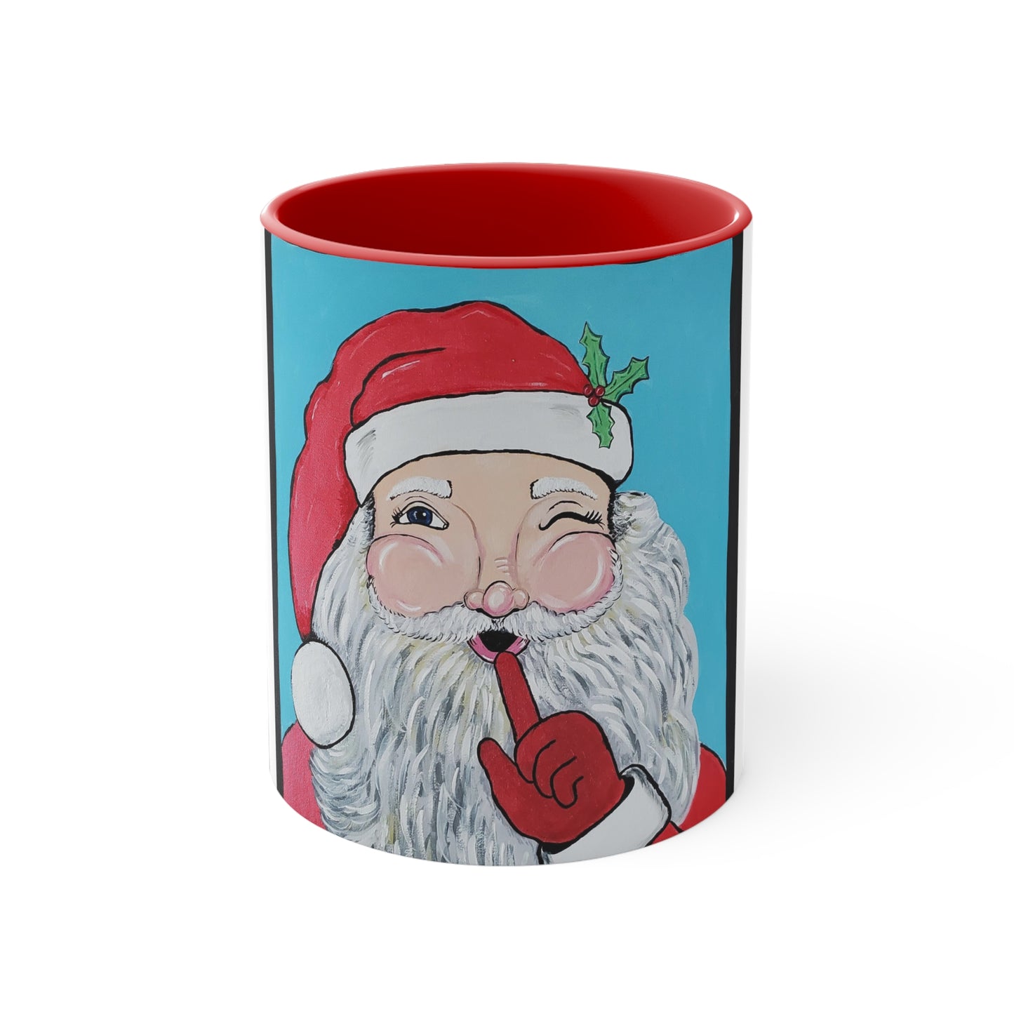 Secret Santa Accent Coffee Mug, 11oz (Specialites Collection) RED