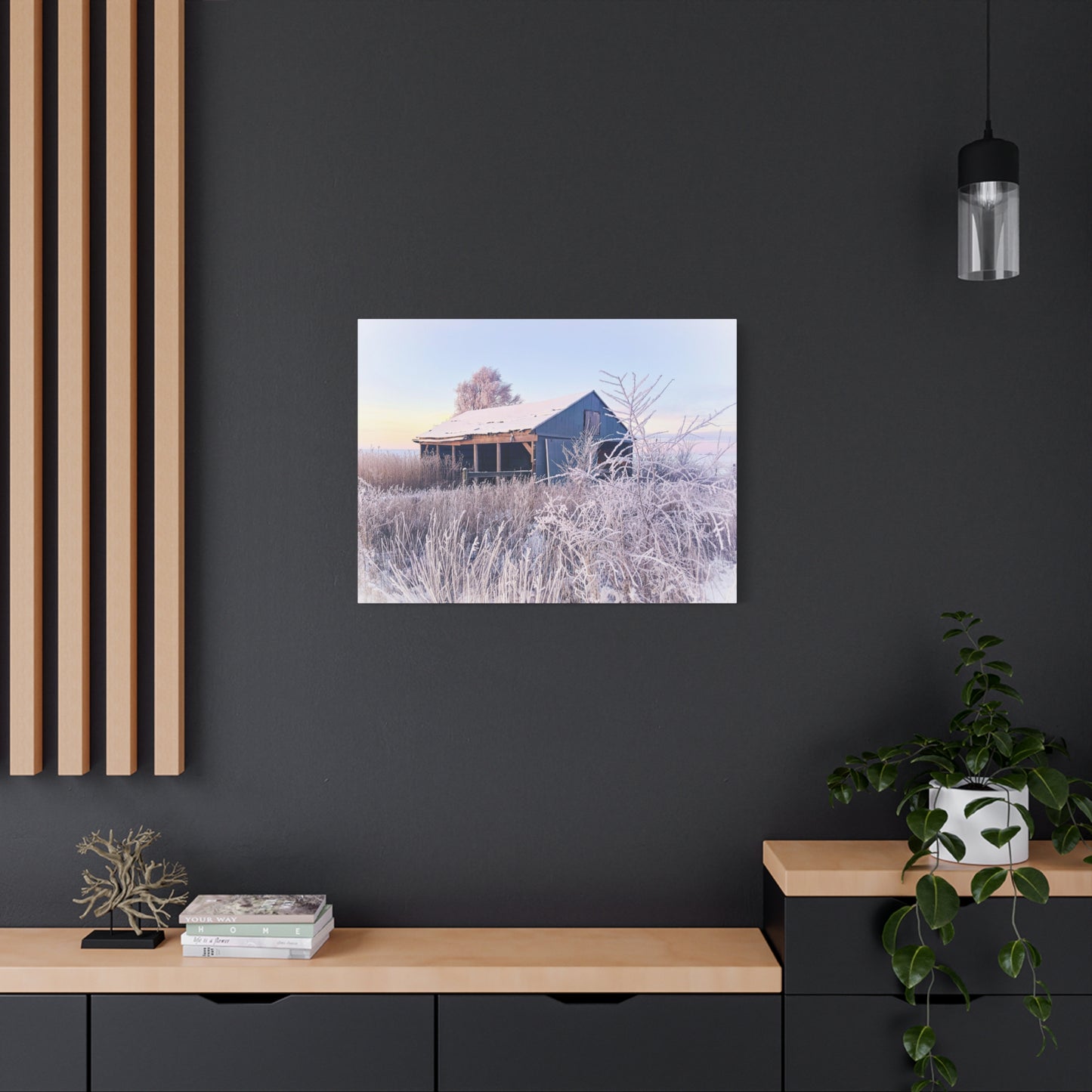 Wintery Barn Matte Canvas, Stretched, 1.25" (SP Photagrapy Collection) 32" X 24"