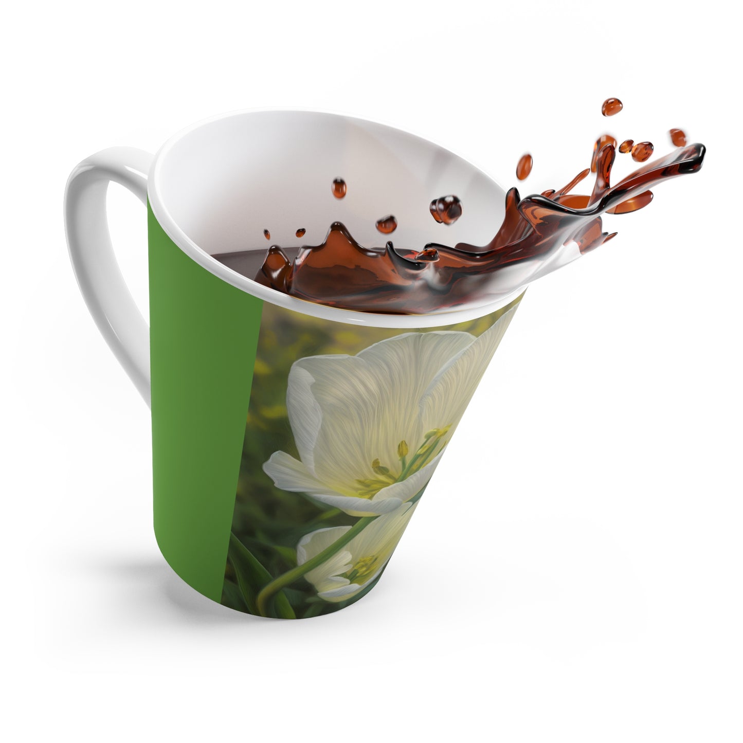 White Tulip Latte Mug (SP Photography) GREEN