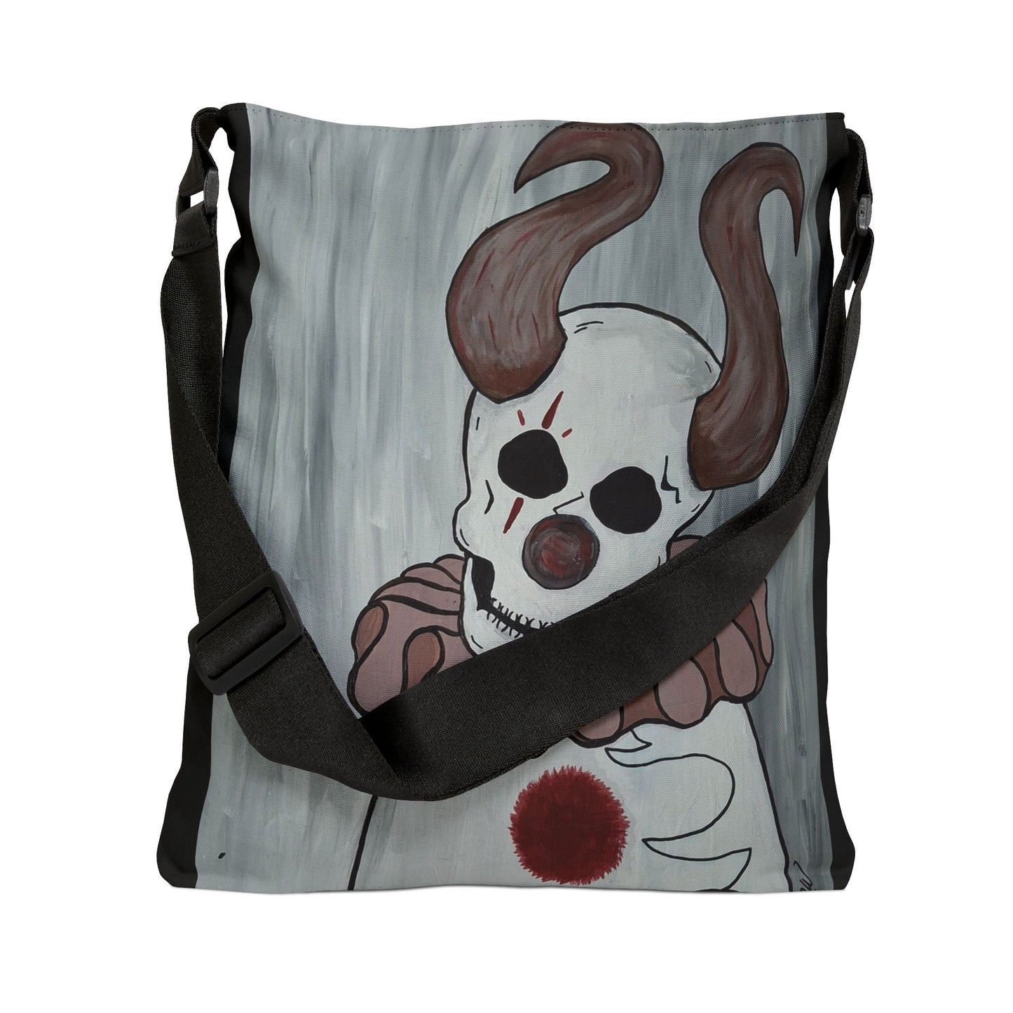 Toby The Clown Adjustable Tote Bag (Peculiar Paintings Collection) BLACK