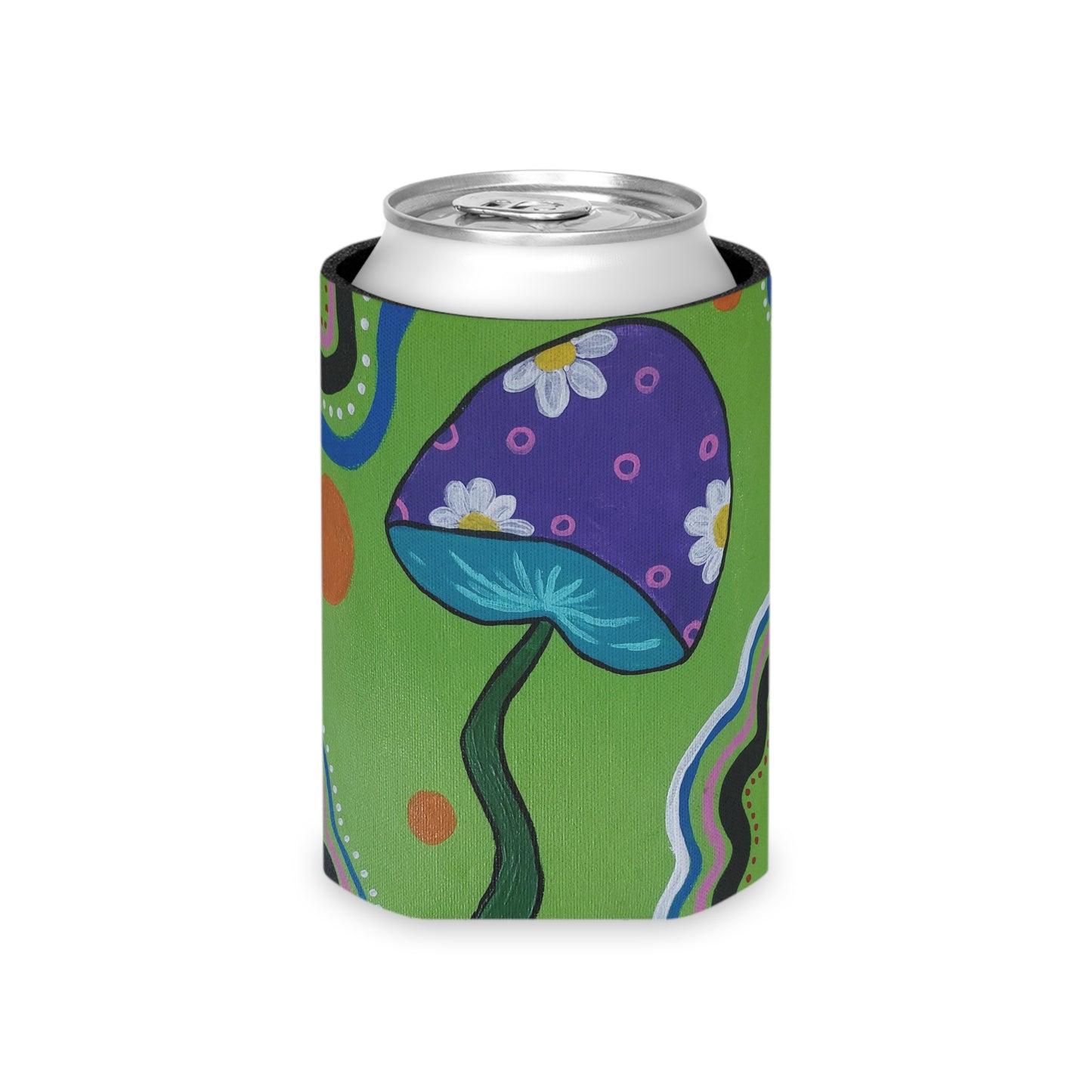 Marguerite Mushroom Can Regular Cooler Sleeve (Peculiar Paintings Collection) GREEN
