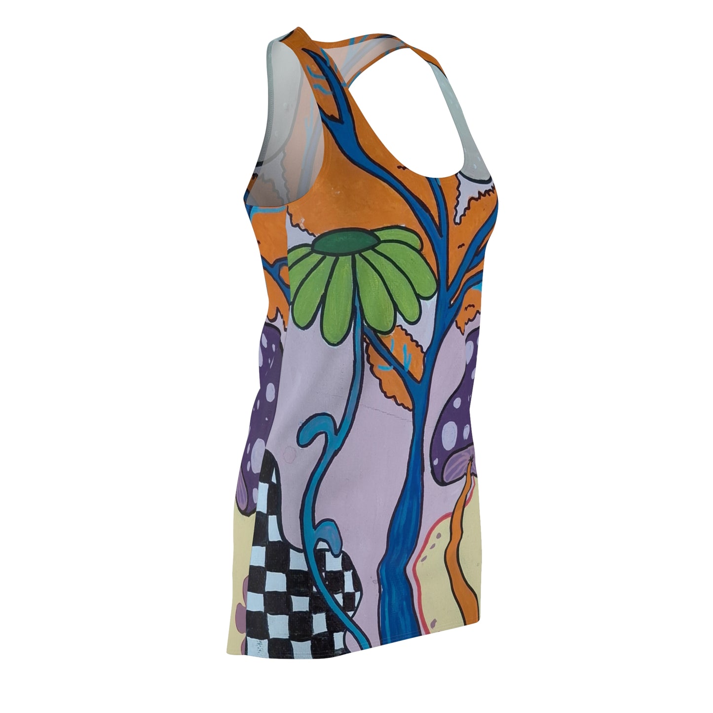 Mystic mushroom women's Cut & Sew Racer-back Dress (Peculiar Paintings Collection)